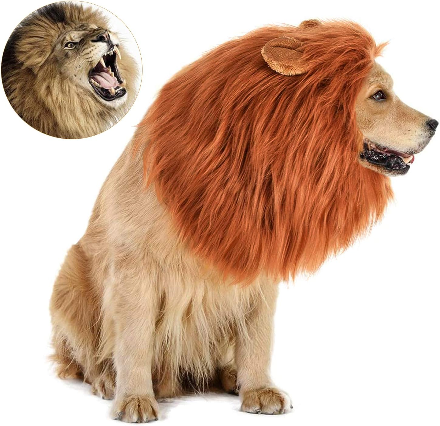 GALOPAR Lion Mane for Dogs Realistic Lion Wig Dog Lion Costume, Halloween Christmas Funny Dog Costumes Photo Shoots Entertainment, Suitable for Medium and Large Sized Dogs