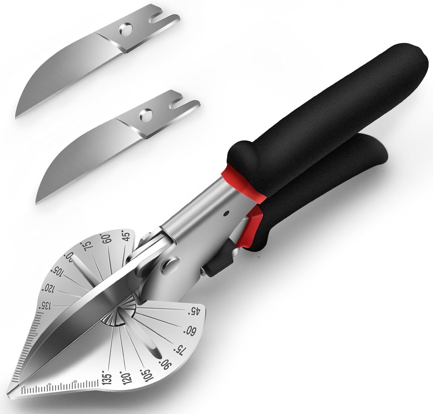 Multi-Angle Miter Shears - Adjustable 45&deg;-135&deg; Angular Trim Cutter Tool for Soft Wood, Plastic & PVC Molding, Shoe Molding with 2 Replacement Blades, Heavy Duty Miter Scissors for DIY Carpentry image number 5