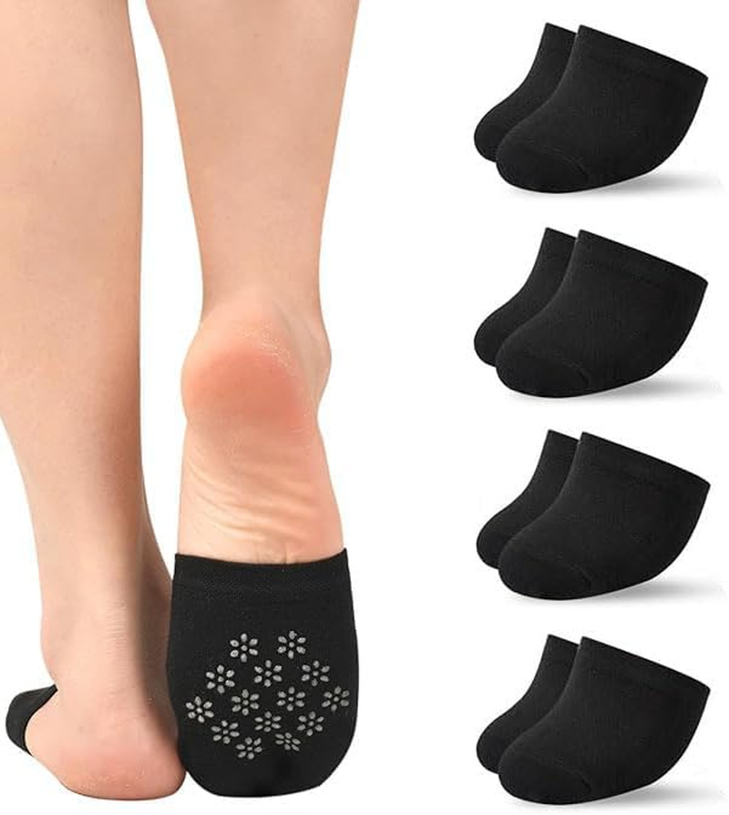 Half Socks for Women, Toe Socks Womens for Mules, Non Slip Silicone Toe Topper Covers No Show Invisible Non-Slip Liners for Clogs, Pump Shoes 4 Pairs