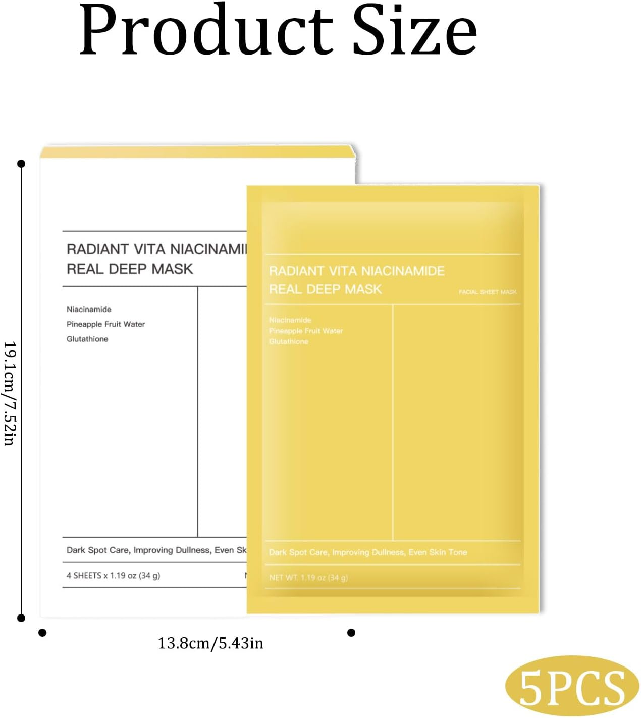 4 Pcs Collagen Face Mask,Nighttime Moisturizer,Bio Collagen Face Mask,Overnight Face Mask,Face Mask Skincare, Improves Facial Elasticity and Moisturization(Yellow)