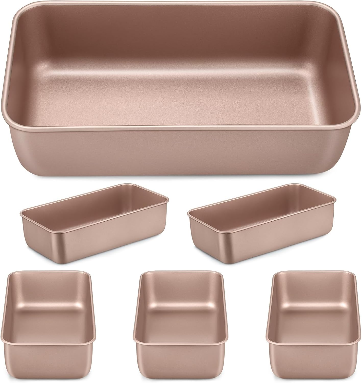 LIANYU 4 Pack Loaf Pans for Baking Bread 9X5In, Stainless Steel Meatloaf Baking Loaf Tins, Heavy Duty Metal Bakeware for Bread Cake Brownies, Non Stick & Easy Release, Rose Gold