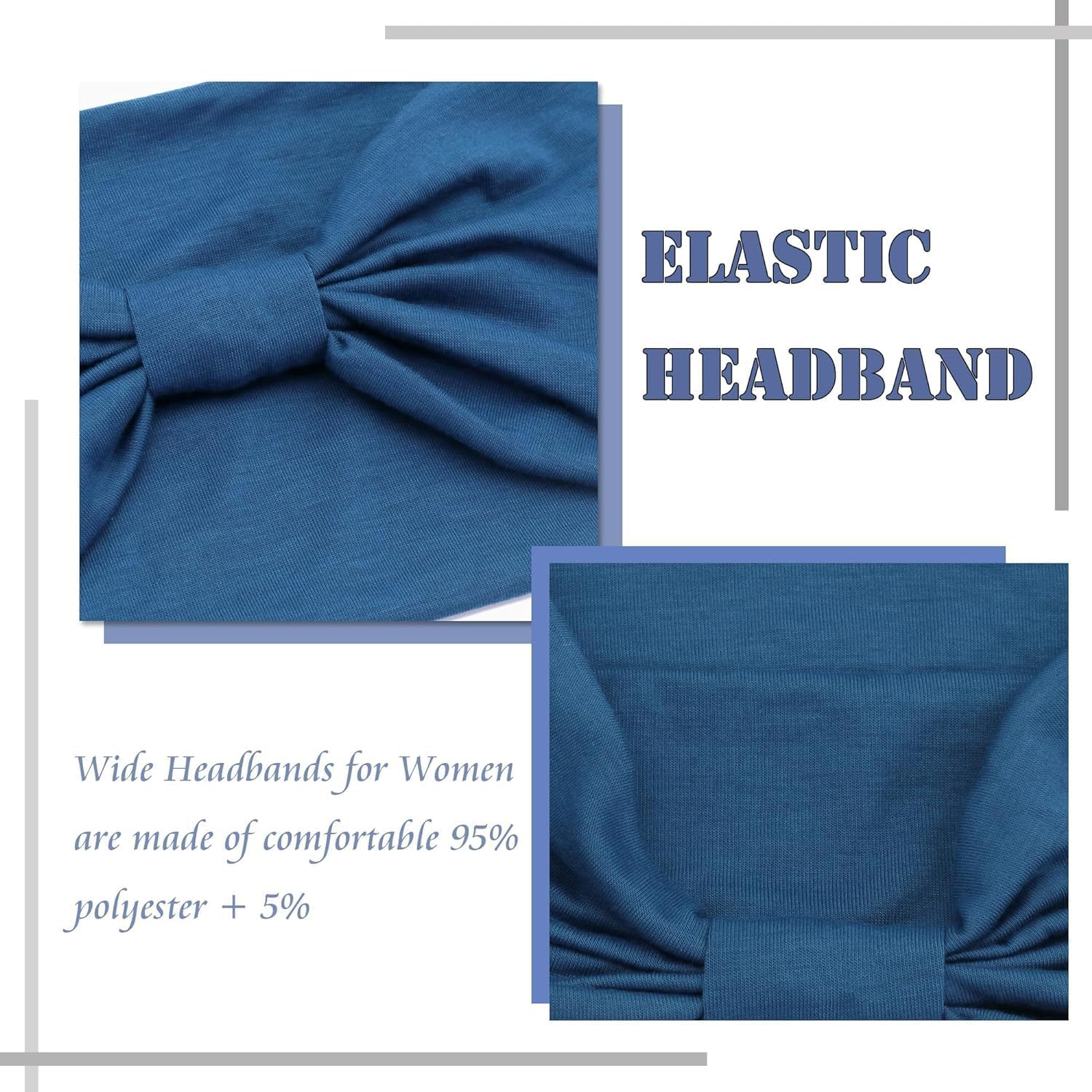 Boho Headbands for Women Wide Knotted Sweatbands Head Bands Stretchy Hair Bands Elastic Non-Slip Yoga Workout Turban Headwrap Hair Accessories (Pack of 4) image number 5