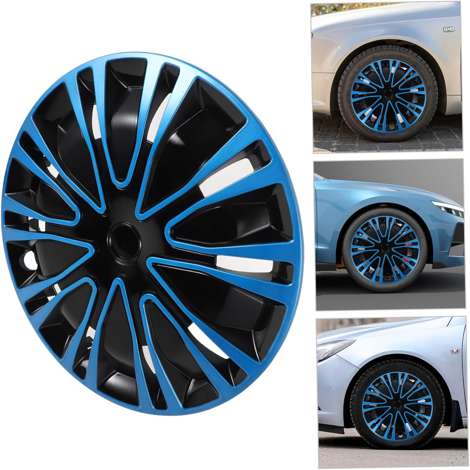 GRIRIW 15-Inch Blue Black Car Hubcap Wheel Cover Universal Automotive Decorative Hub Caps Vehicle Rim Cover for Passenger Cars image number 5