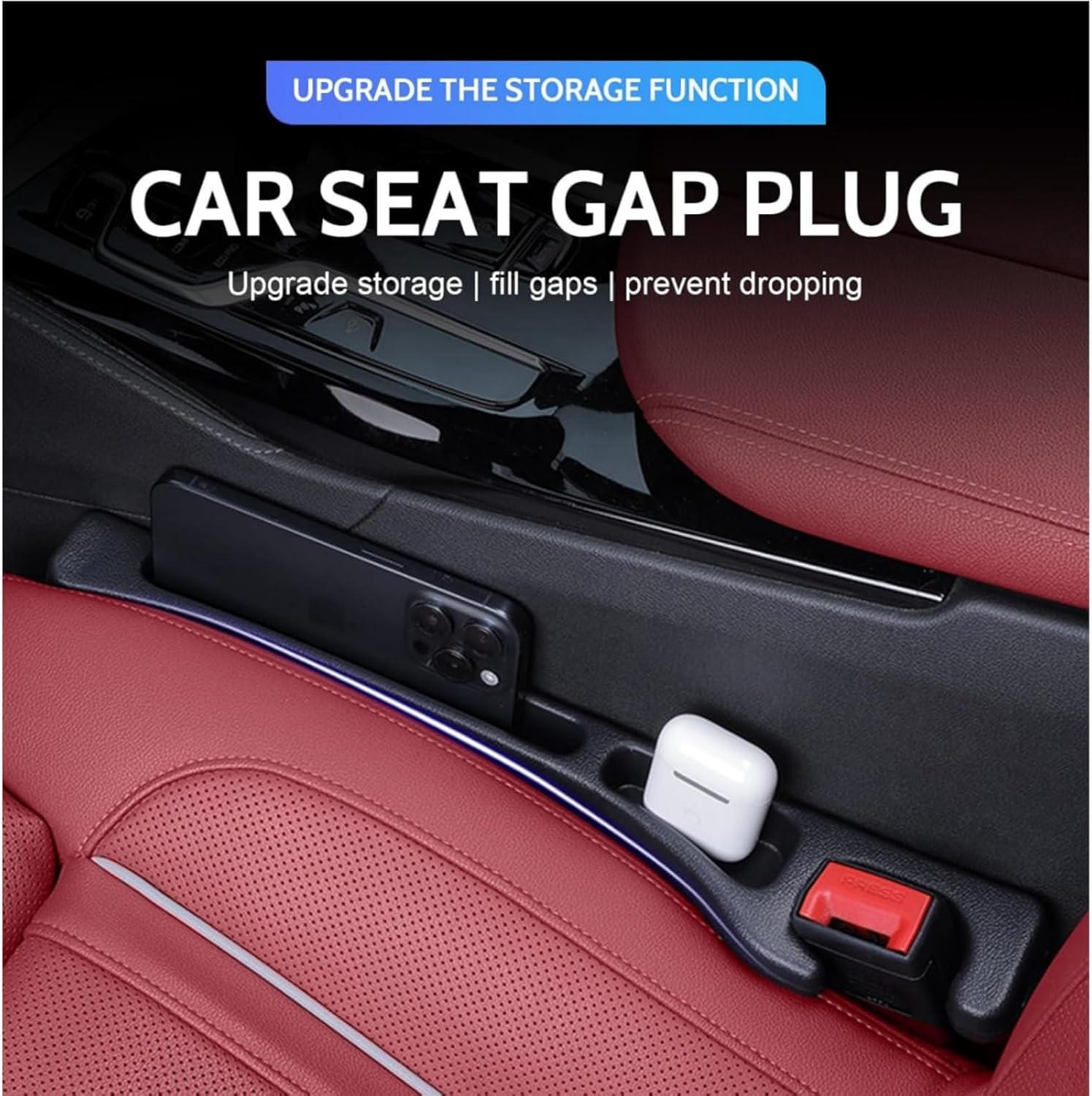 GHQHSQ 2PCS No Drop Seat Guard,2025 New Car Seat Side Gap Filler Organizer, Drop Seat Guards for Cars (Black 2Pcs) image number 3