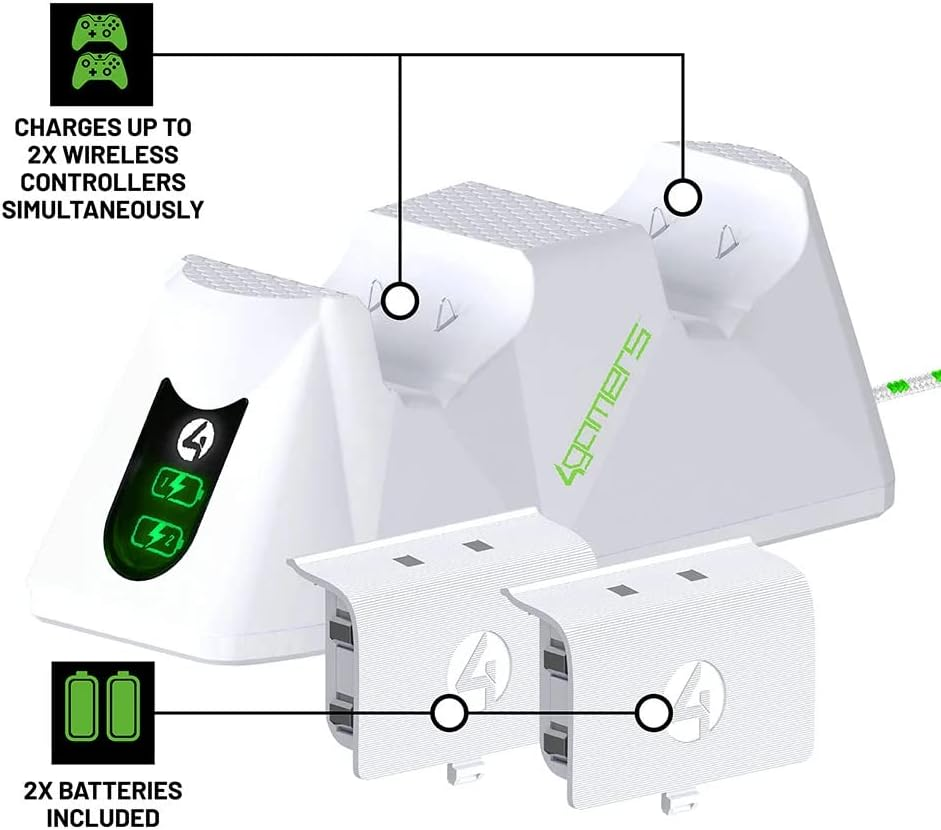 4Gamers SX-C100 Twin Charging Dock for Xbox ONE - White image number 3