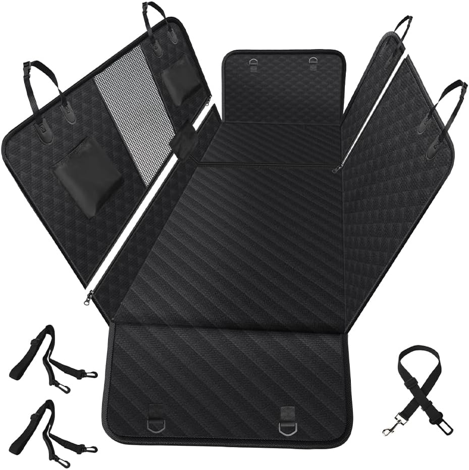 Vailge 6 in 1 Dog Car Seat Cover for Back Seat, 60/40 Split 100% Waterproof Dog Car Seat Covers with Mesh Window, Scratch Prevent Antinslip Dog Car Hammock, Standard image number 6