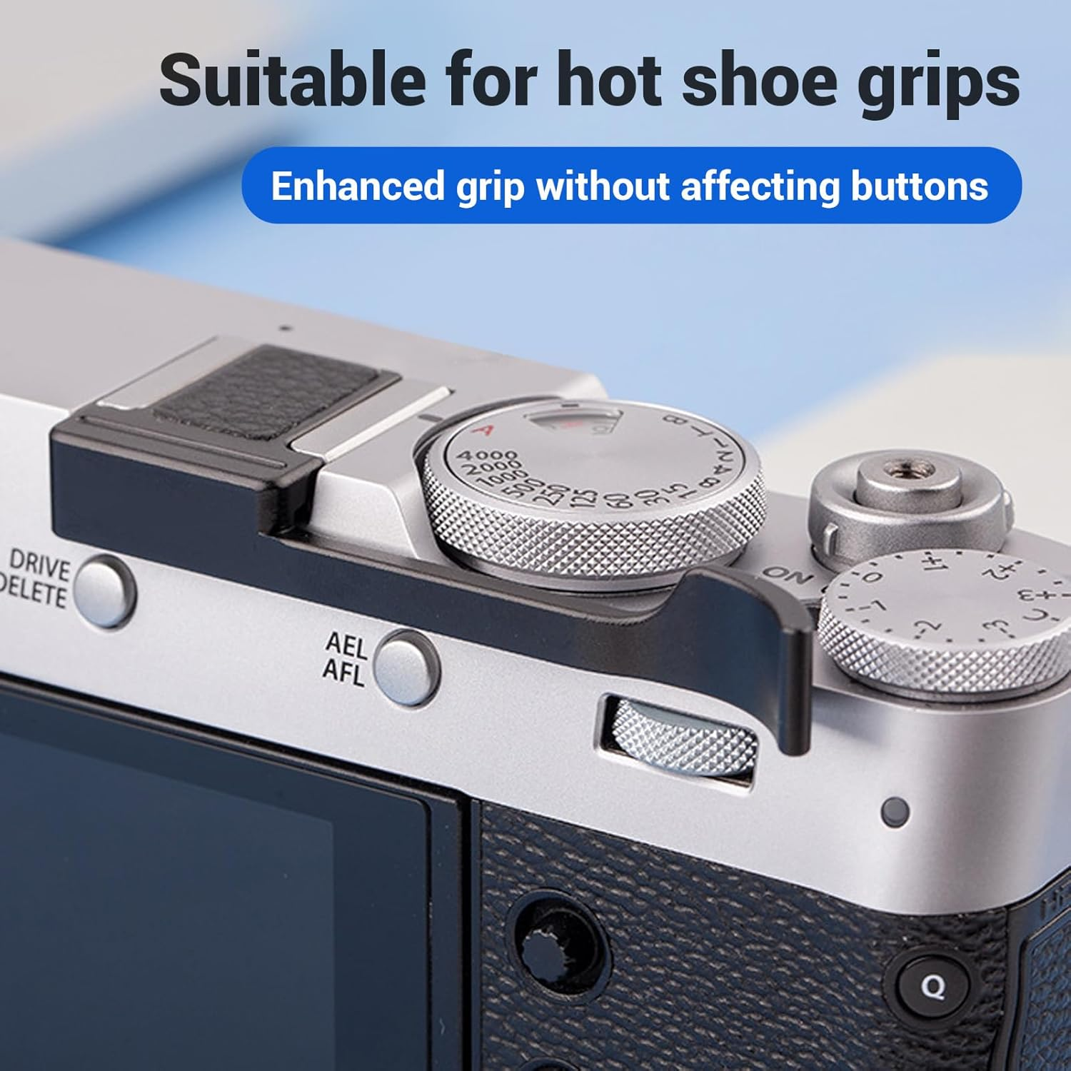 Camera Thumb Rest Support Holder,Aluminium Alloy Thumb up Grip Handle, for X100VI X100V X100F XE3 XE4 Cameras (Black) - Silver image number 7