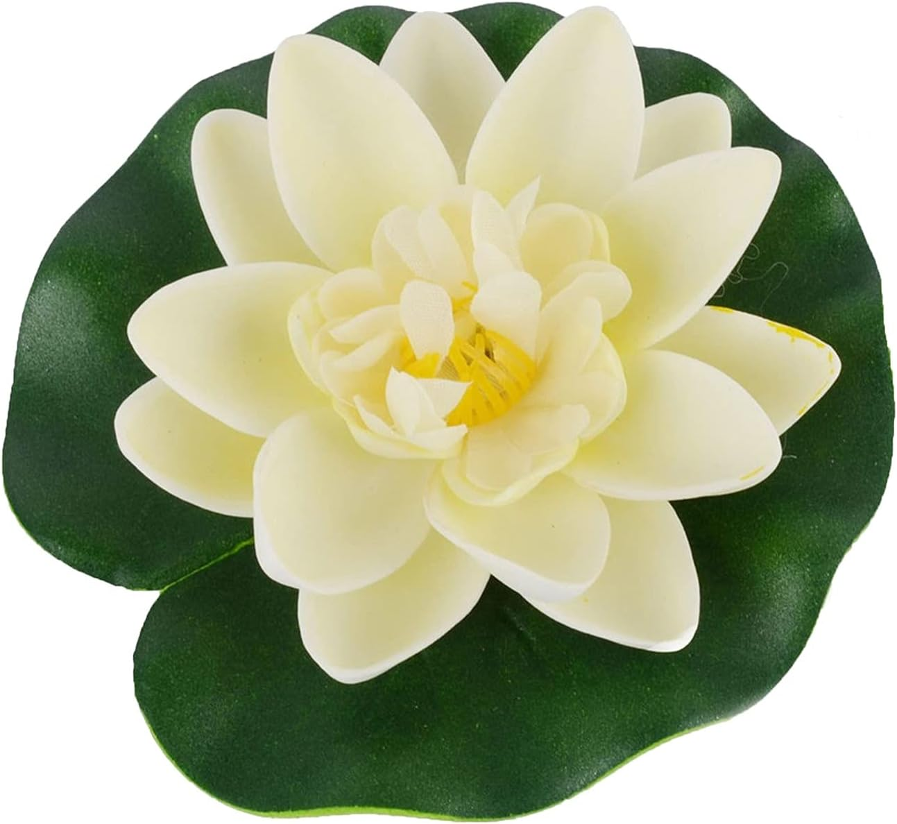 1 Pc White Artificial Floating Foam Lotus Flower with Water Lilys Pad Ornanments,Outdoor D&eacute;cor, Lifelikes Fake Lotus Flowers for Patio Pond Pool Fish Tank Aquarium Home Garden Wedding Party image number 1