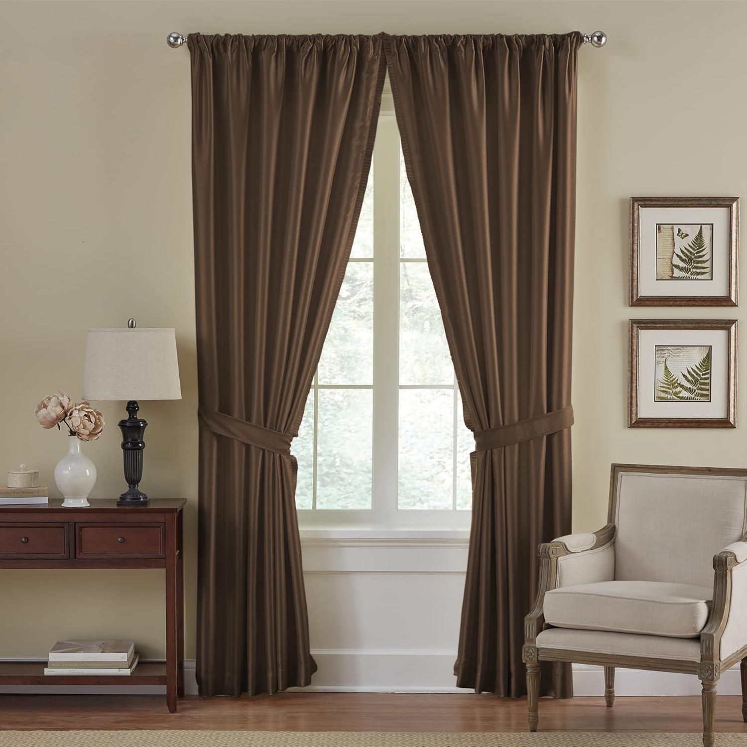 Elrene Home Fashions 026865721874 Room Darkening & Energy Efficient Lined Rod Pocket Window Curtain Drape Pleated Regal Solid Panel, Blackout, Gold, 52" X 84" (1 Panel)
