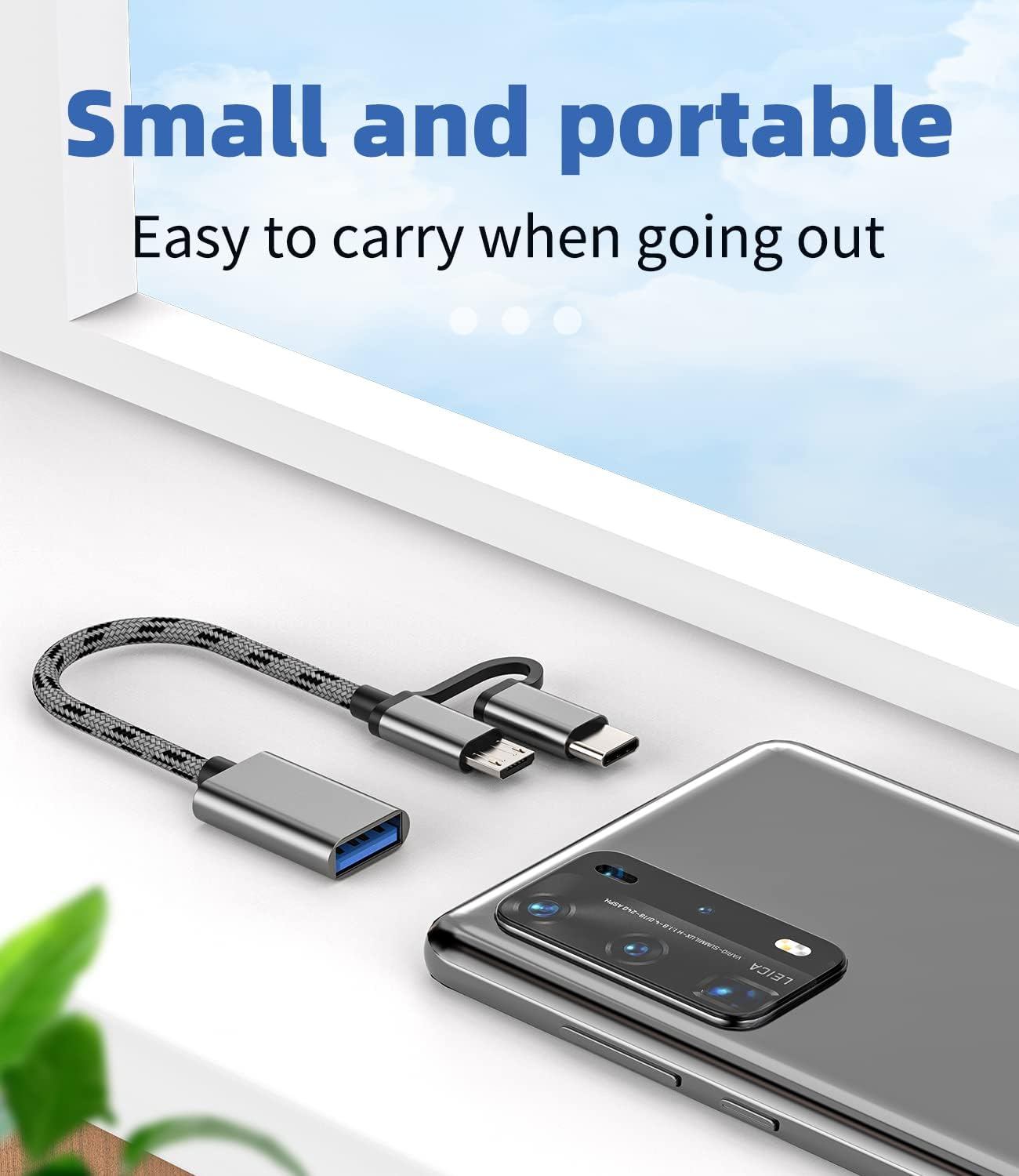 Micro USB+USB-C Male to USB a Female Adapter(2In1) Mouse Camera Card Reader Keyboard Android Thunderbolt Converter OTG Adaptador Compatible for Samsung Macbook Apple Iphone15 Pro Max Ipad CJJ image number 2