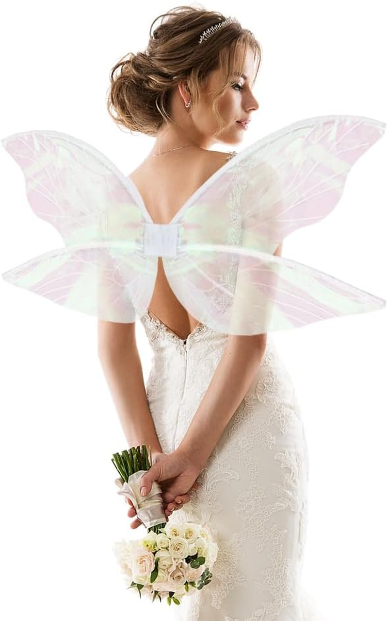 ALIBBON Fairy Wings Costume for Women Boys Girls, Butterfly Wings Princess Angel Elf Dress up Accessories for Halloween Party