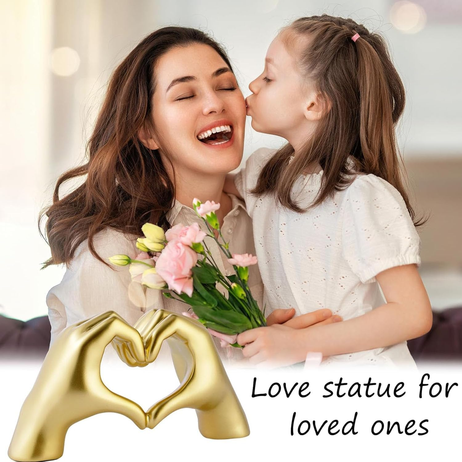 Gold Heart Hands Decoration, Love Finger Wedding Decoration, Small Ornament for Coffee Table, Office and Bedroom Home Decor, Modern Art Aesthetic (Gold) image number 6