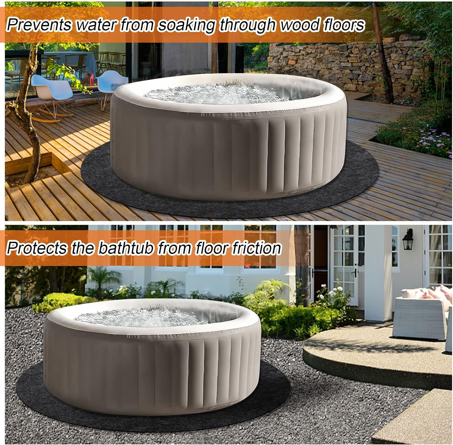 NOVWANG 78 Inch Dia round Hot Tub Mat, Large Washable above Ground Protector Pad Water Absorb with Waterproof Slip-Proof Backing, Portable Spa Pool Accessories for 77" Dia below Outdoor Indoor Hot Tub image number 3
