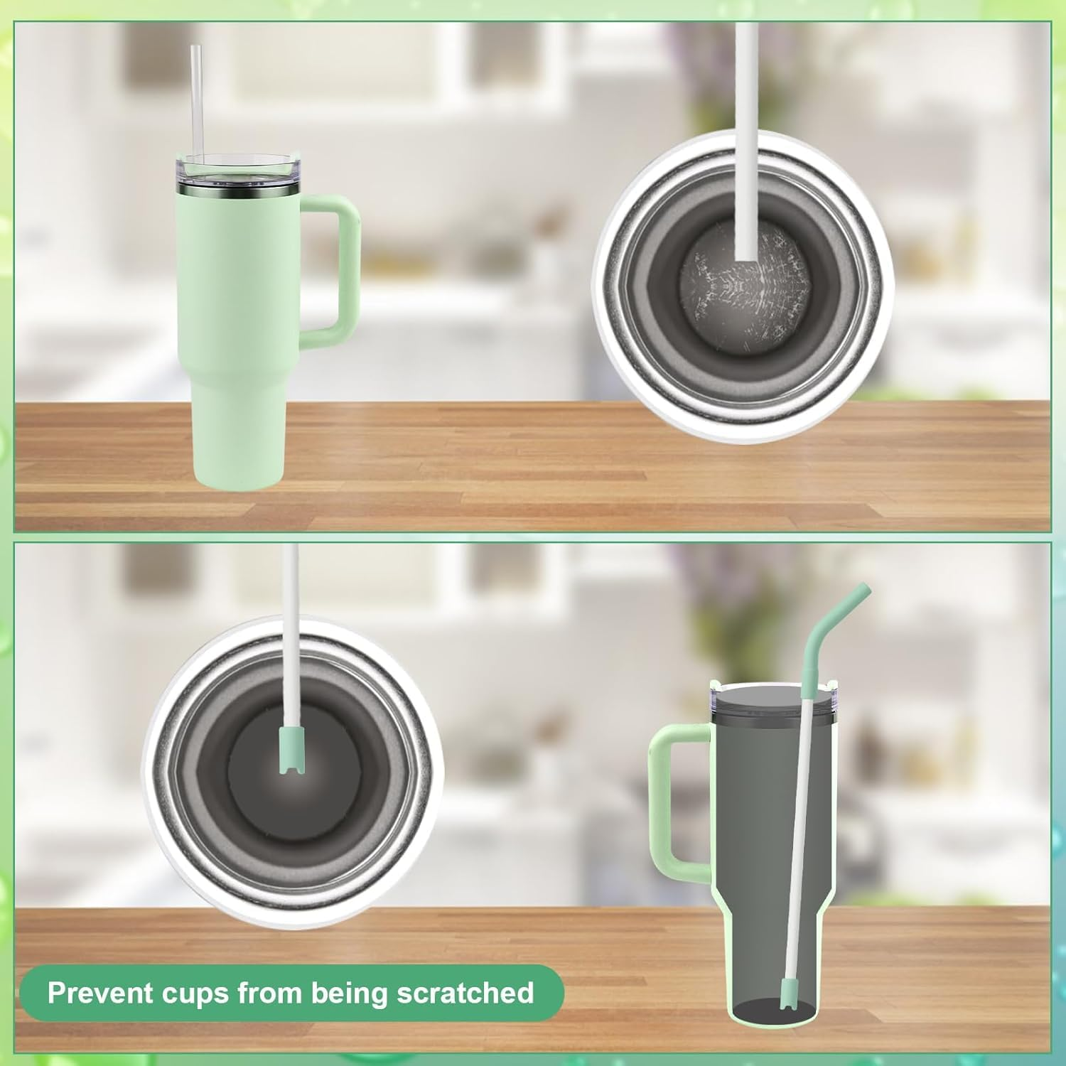 WADY 5PCS Silicone Straw Tips, Straw Toppers, Rubber Straw Tips Colorful Silicone Extender Tip/Silicone Tips for Metal Straws, 8 Mm Silicone Straw Covers for Cup Tumbler Fit, Stanley 40 Oz Tumbler