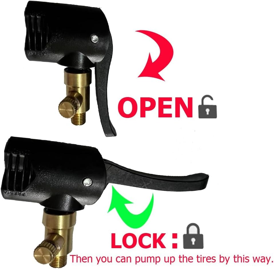 Double Pump Head Dual Nozzle Presta Schrader Valve Thread Connector Tire Air Inflator Replacement Mouth Adapter with Extension Horse Tube for Bicycles and Electric Bicycles image number 3