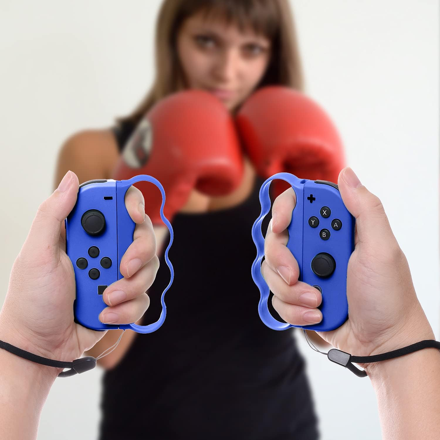 ECHZOVE Fitness Boxing Grips for Nintendo Switch - Lightweight Ergonomic Joy-Con Handles with Secure Lock for Switch Sports & Fitness Boxing Games - Compatible with Fitness Boxing 3-2 Packs (Blue)