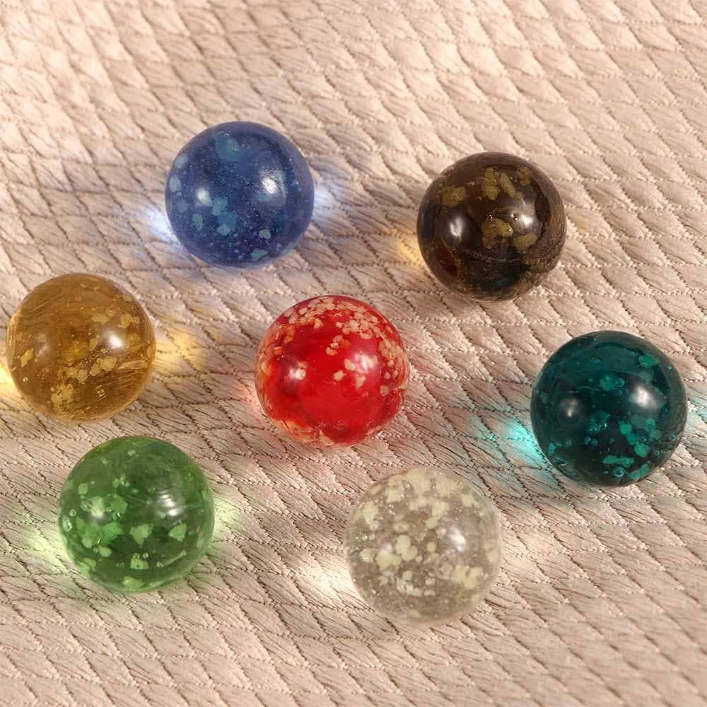 10Pcs Gold Marbles Glow in the Dark Marbles for Kids Glass Marbles Glass Ball Luminous Glass Ball Runs for Kids Marble Games DIY and Home Decoration Dice and Marble Games(12Mm),Sports and Outdoor image number 2