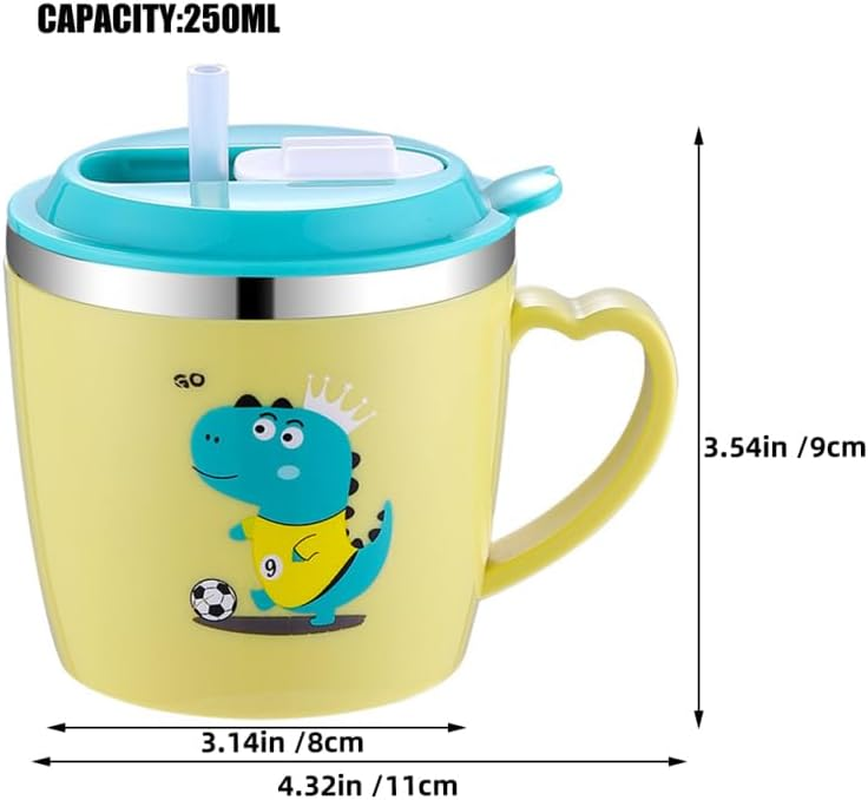 Mobestech Non-Spill Sippy Cup for Toddlers 250Ml Stainless Steel Double Layer Straw Water Bottle Lid Suitable for Milk and Fluids 250Ml image number 1