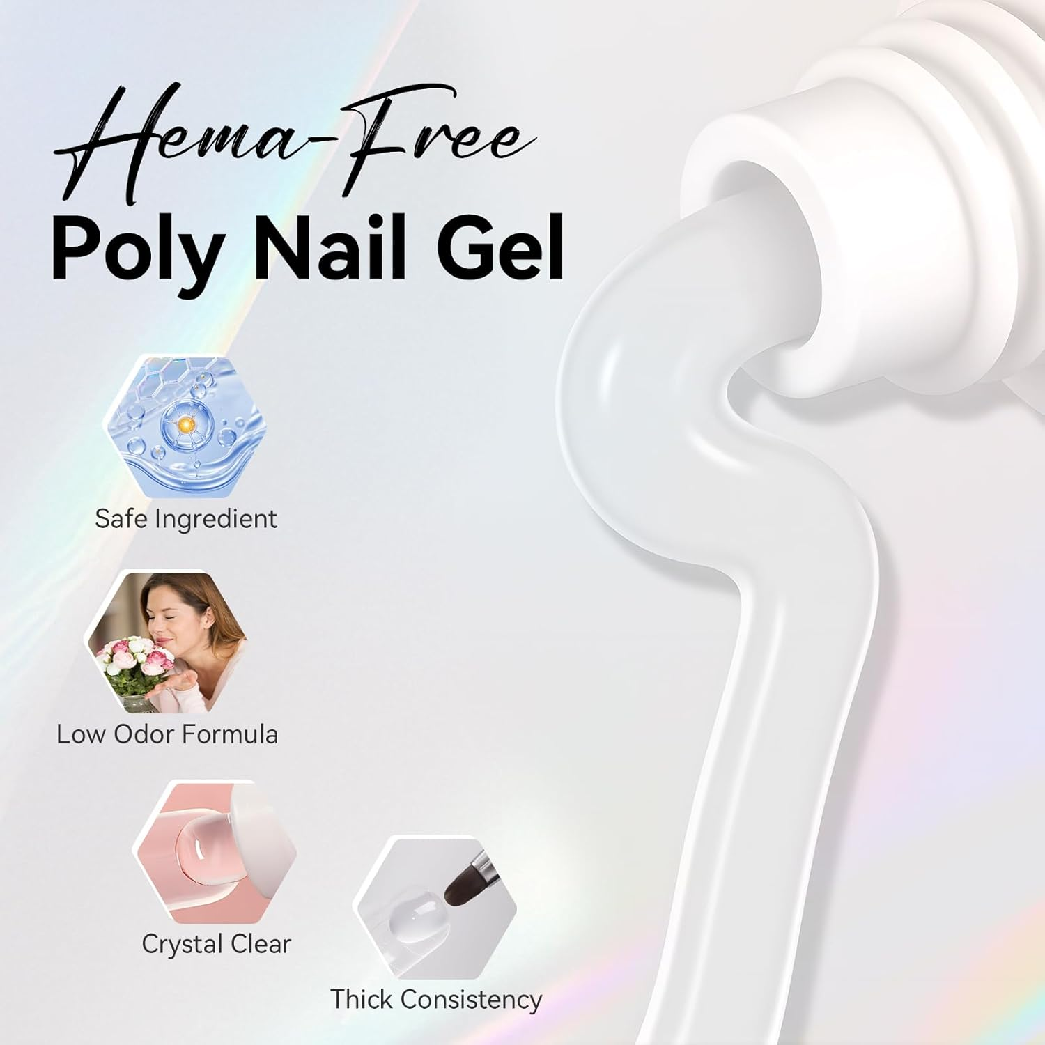 Makartt P-21 Clear Poly Nail Gel 50ML 1.76Oz Builder Gel Nail Extension Gel Nail Enhancement Nail Thickening Tool image number 6