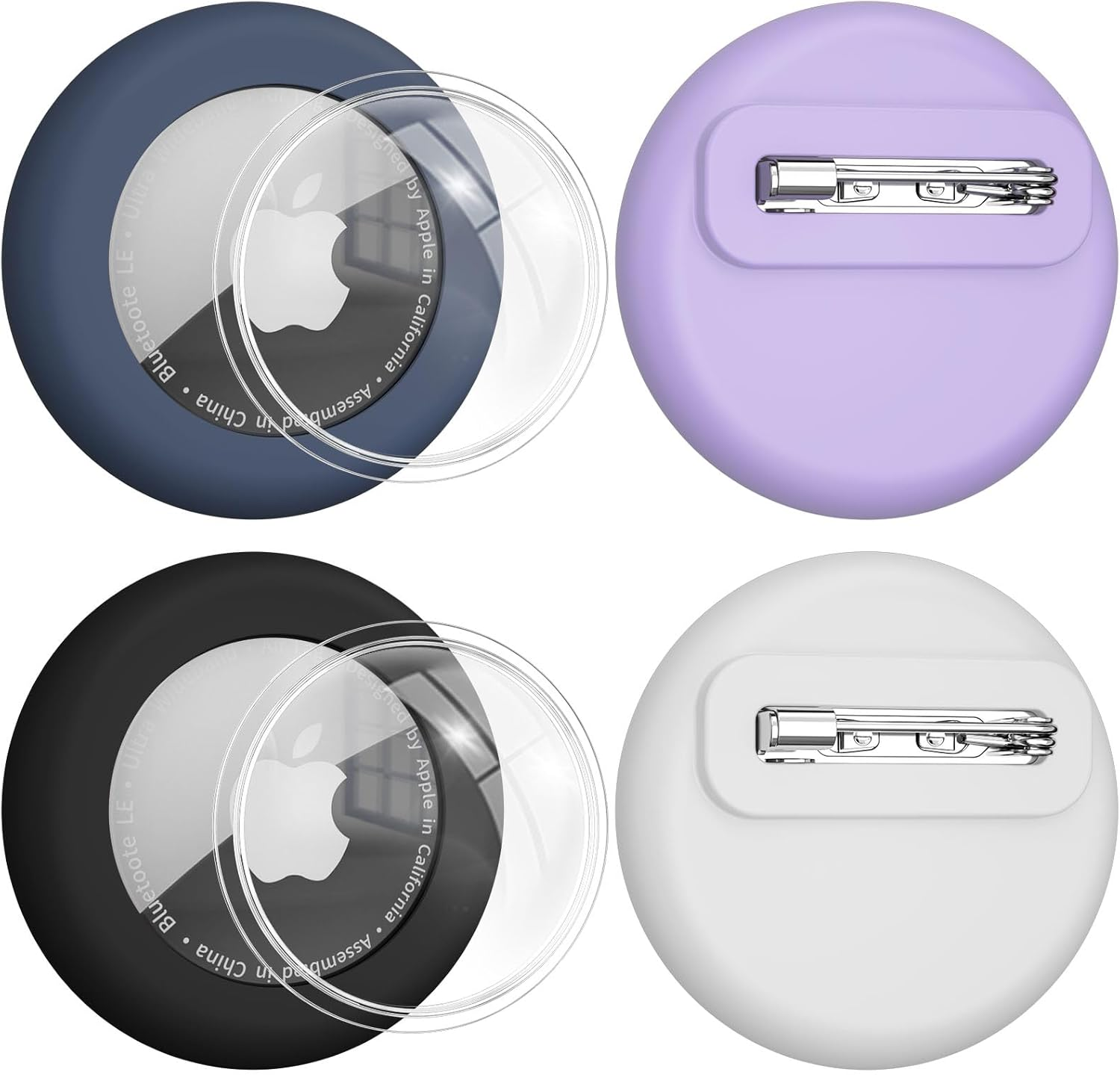 4 Pack Cases for Apple Air Tag Holder, Soft Silicone Air Tag Case for Kids with Invisible Pin, Safety Pins Hidden inside Clothes,Backpack, GPS Tracker Holders for Children Elderly