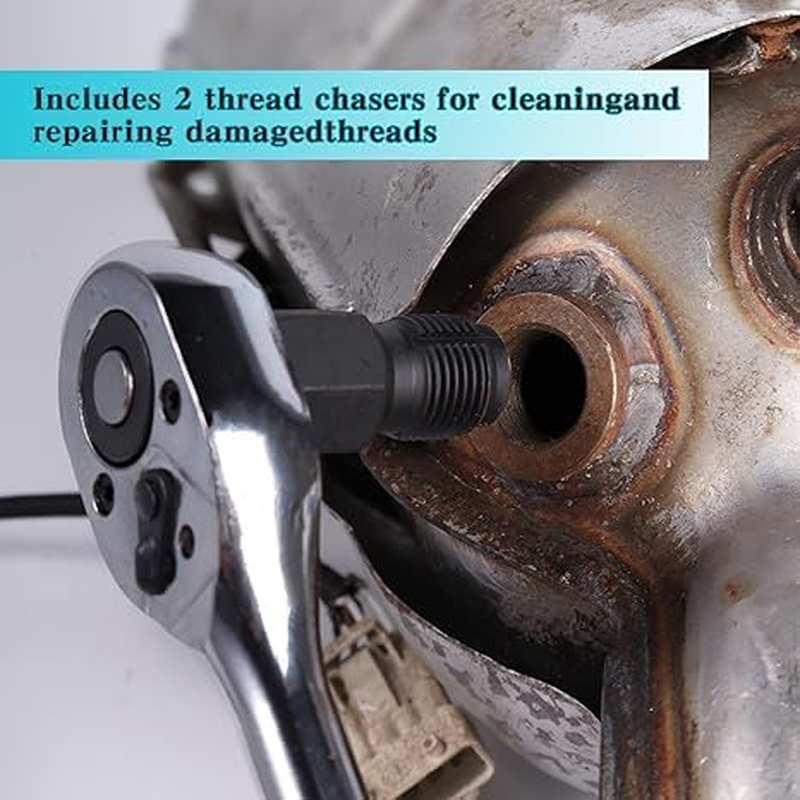 5 PCS Automotive Tool Oxygen Sensor Socket Set Wrench Remover Tool and Thread Chaser Set, Car Accessories O2 Oxygen Sensor Socket Set for Removing and Install Oxygen Sensors image number 5