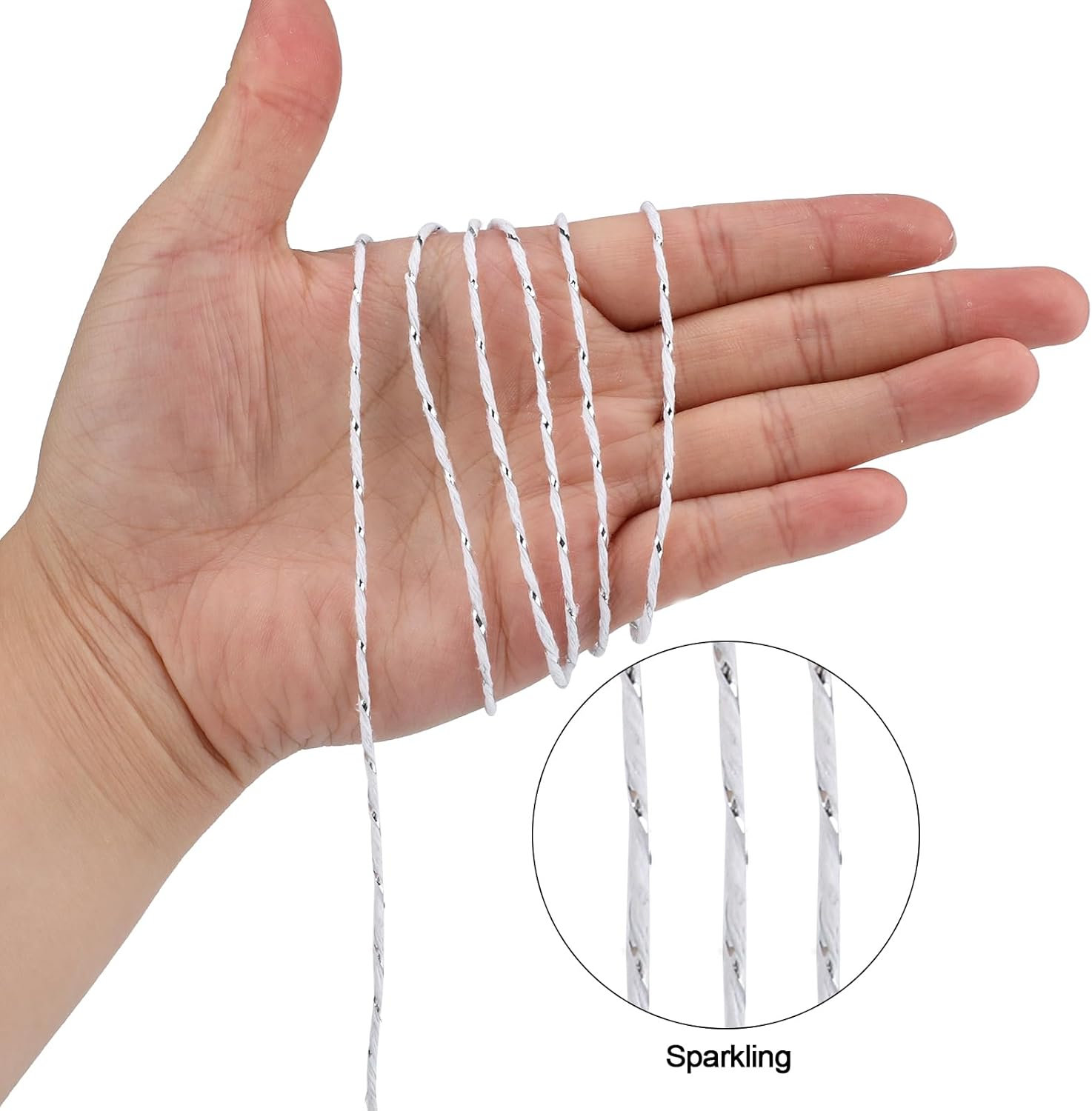 Anwyll Gold Silver Twine String - 656Ft 2MM Christmas Twine String Cotton Bakers Metallic Gold and Silver Twines Strings for Crafts Ornament Gift Wrapping Christmas Holiday Home Decoration