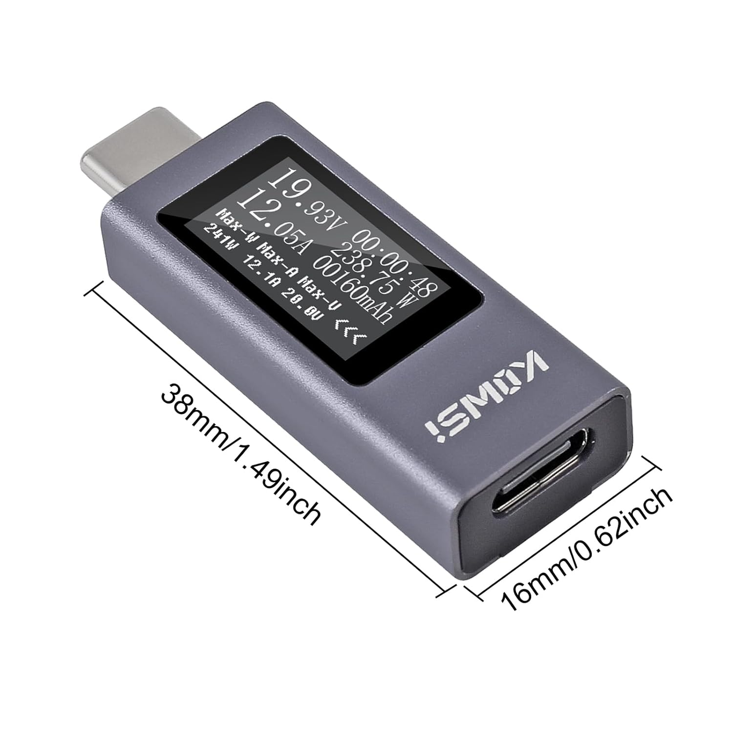 QCCAN Type-C Tester Power Meter, 4-30V 0-12A Digital Multimeter, OLED Large Screen Type-C Interface Voltage and Current Tester Meter, Tester for Charger Power Bank Capacity Detector image number 1