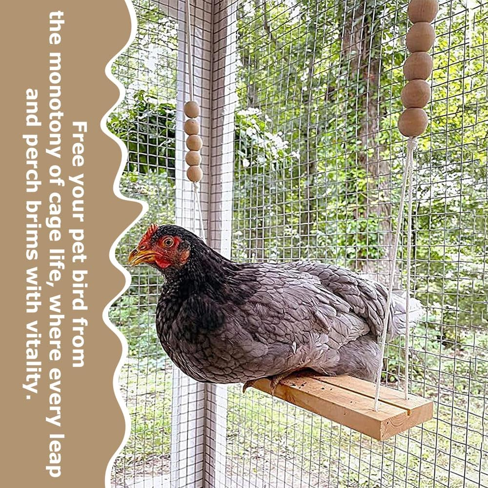 Chicken Swing,Wooden Suspension Bridge Bird Habitat,Chicken House Accessories,Hanging Pet Perch Swing,Entertainment Supplies,For Hen,Bird,Parrot image number 1