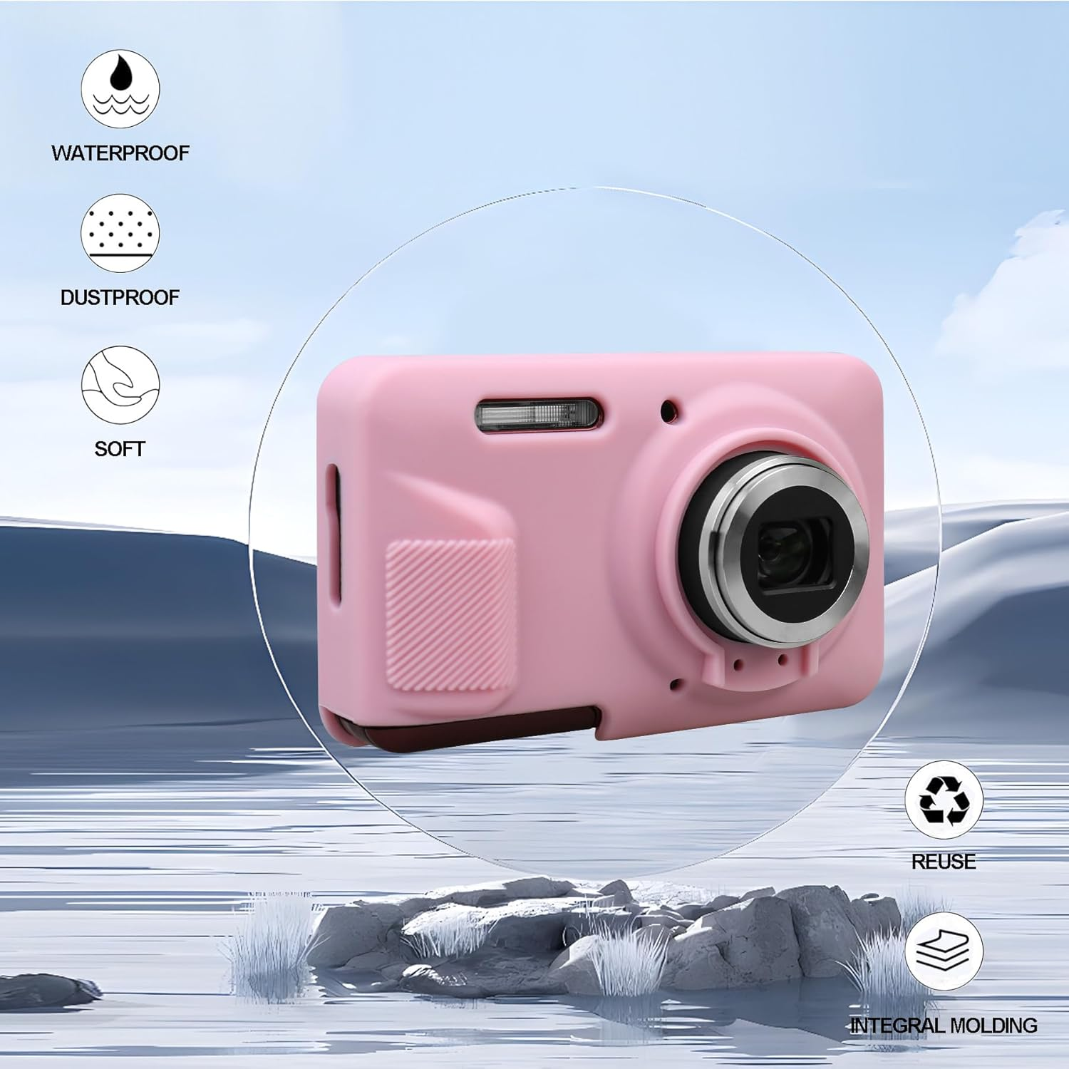Supmay Silicone Camera Case for Kodak PIXPRO FZ55 16MP CMOS Sensor Digital Camera, Soft Silicone Protective Case Removable Lens Cover, Video Vlogging Camera Cover, Pink image number 2