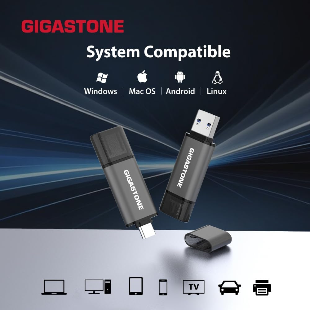 GIGASTONE Z40 128GB 2-In-1 Dual OTG Flash Drive USB 3.2 Gen 1, USB-A & USB-C, Reliable Performance, Durable, Data Storage, File Sharing, Backup, Boot Drive, USB2.0/USB3.0/USB3.1 Interface Compatible image number 5