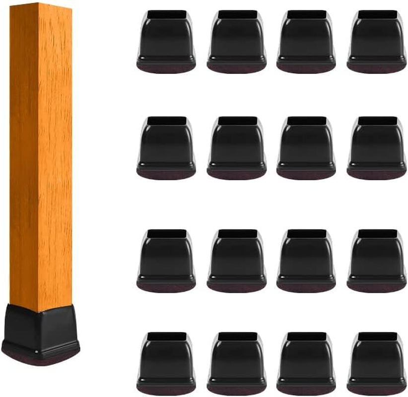 Black Silicone Chair Leg Floor Protectors Wi/Felt, Extra Small Chair Leg Caps, Silicon Furniture Leg Feet Cup, Protect Hardwood Floor from Scratches Anti-Noise 16 Pcs (Round, Black Fit 0.5-0.8") image number 1