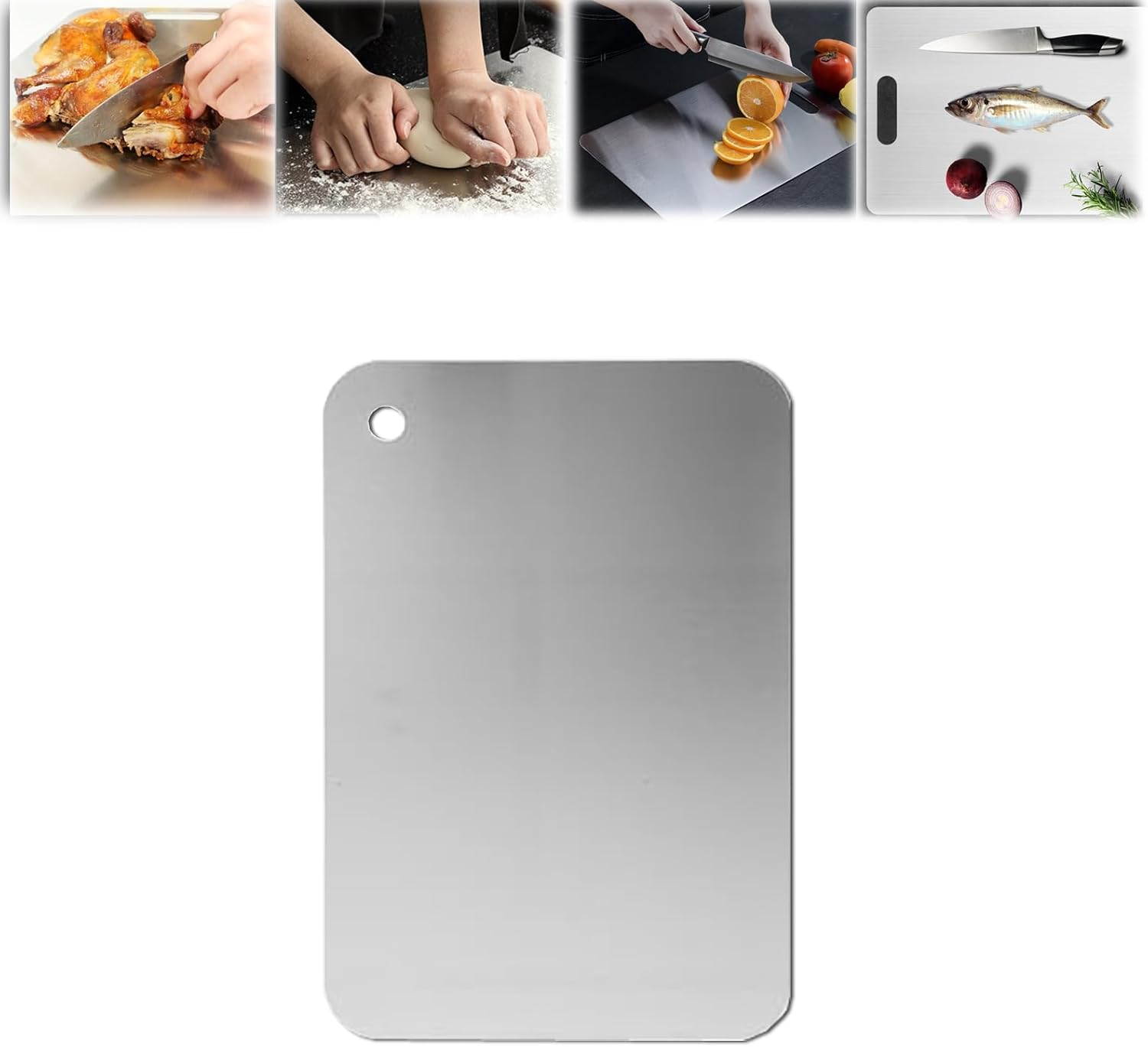 Cutting Board for Kitchen,Stainless Steel ​Food-Grade Cutting Board Double Sided Multi-Functional Anti-Bacterial and Anti-Mold Cutting Board (29X20Cm) image number 3