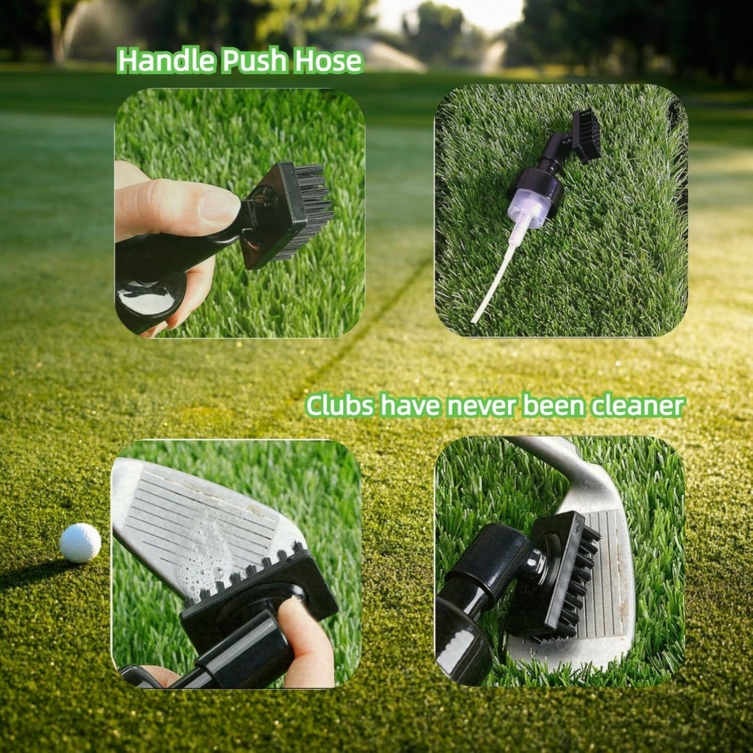 Golf Club Cleaning Kit Retractable Water Brush with Nylon Bristles and 6-Sided Groove Cleaner Portable Cleaner for Irons Woods Putters Essential Golf Accessories and Brush image number 2