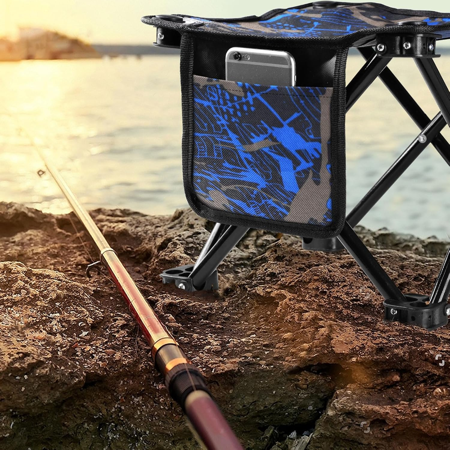 Simpeak Folding Stool for Adults Load Capacity to 150KG, Camping Stool Foldable Travel Stool Backpacking Small Seat Chair for Outdoor Beach Gardening BBQ Hiking Fishing Stools with Carry Bag, Blue image number 3