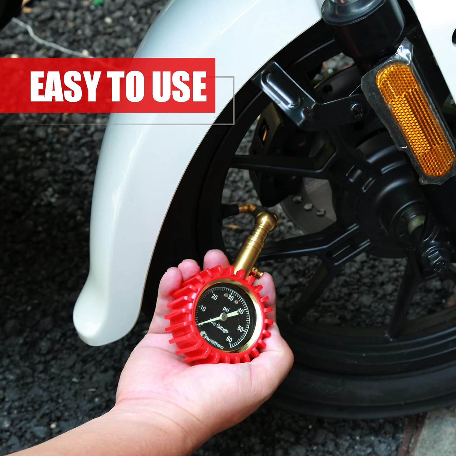 Tire Pressure Gauge 0-60 PSI - Heavy Duty Tire Gauge High Accurate with Large 2 Inch Easy to Read Glow Dial, Low &ndash; High Tire Gauge for Car, SUV & Truck Tires image number 2