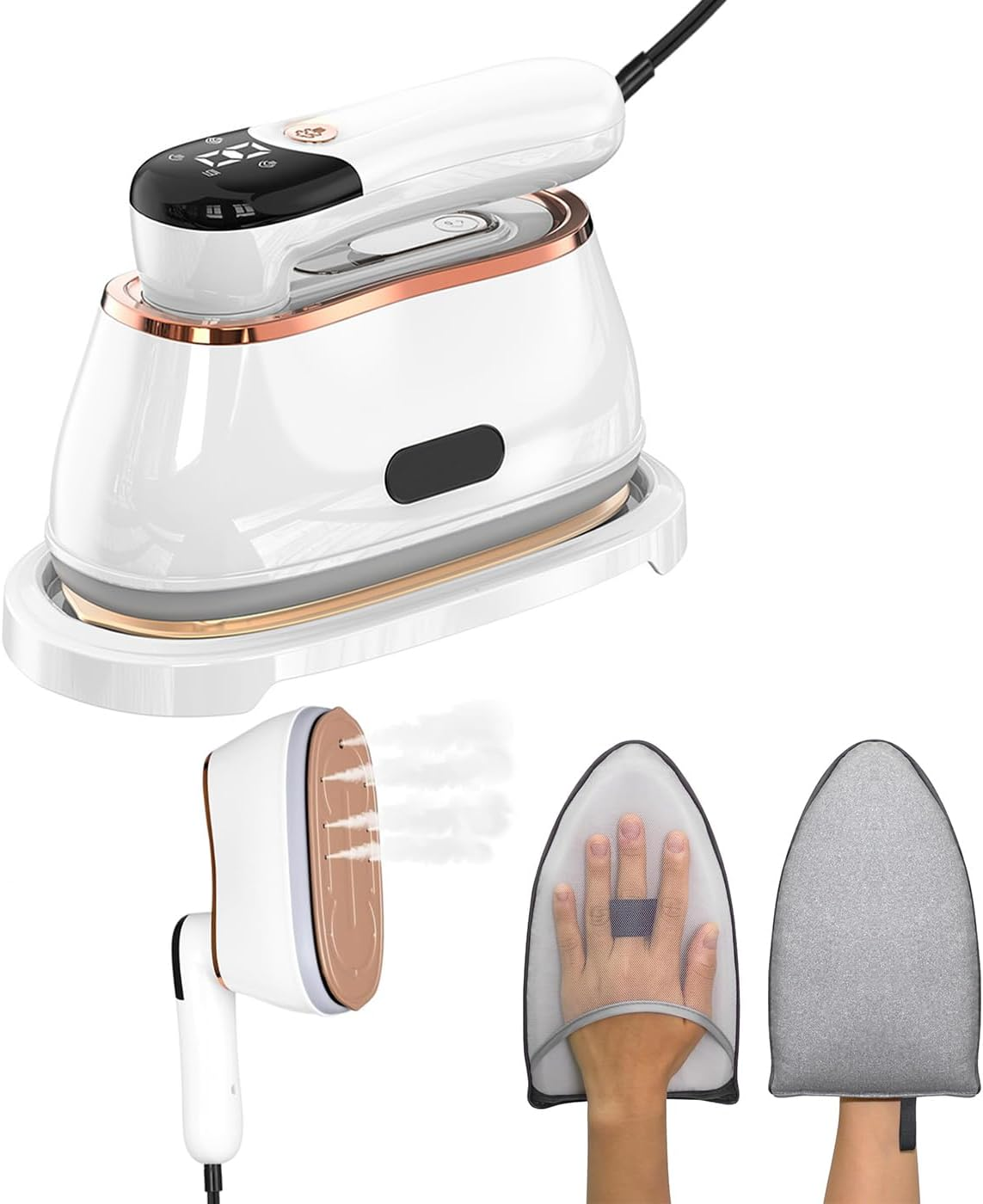 Portable Steamer Iron for Clothes anti Steam Gloves 1200W Handheld Fabric Steamer with LCD 180Ml Water Tank 10S Fast Heat-Up 4 Ironing Modes Mini Clothing Steam Iron for Home, Dorm, Travel image number 3
