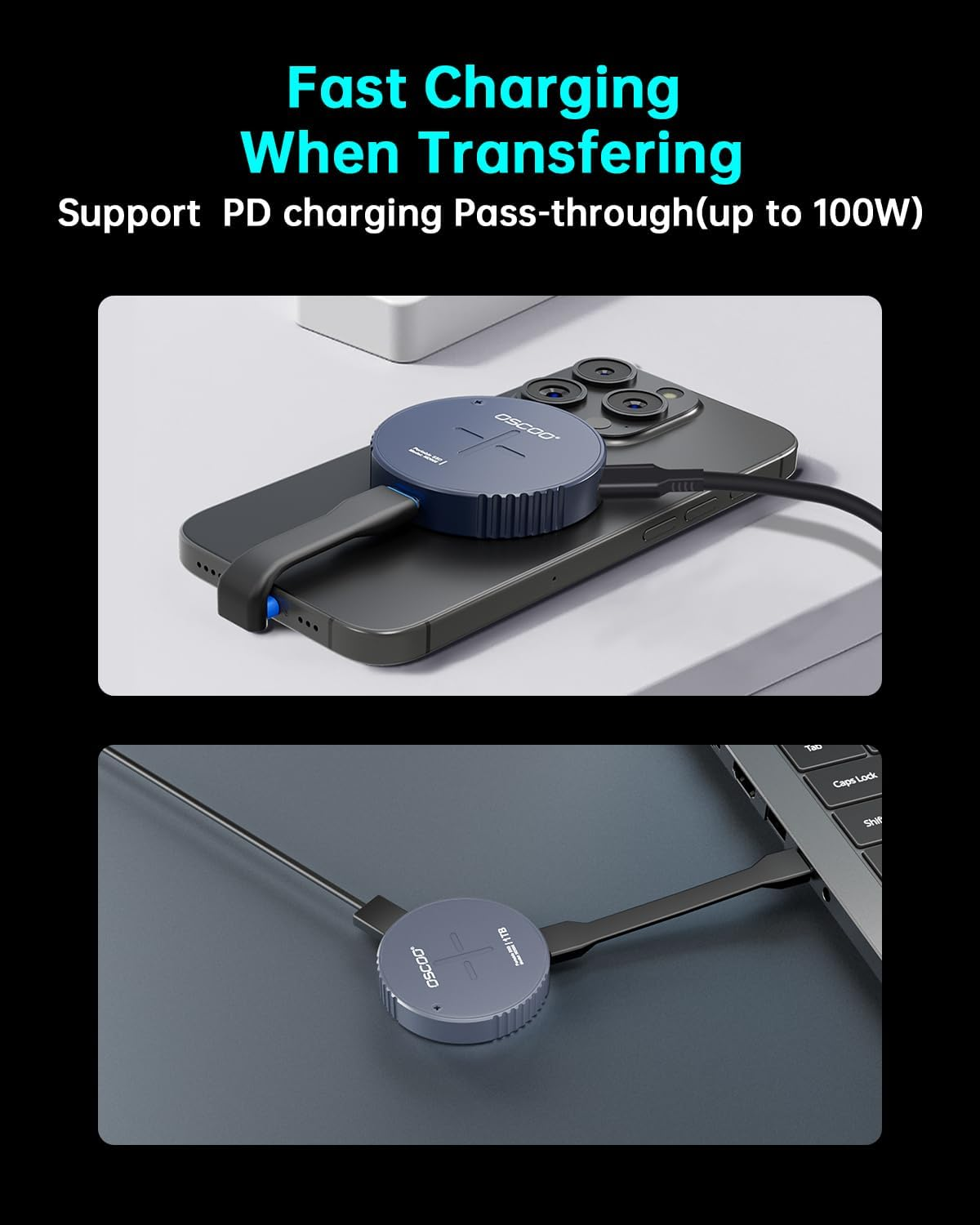 OSCOO 1TB Magnetic Portable SSD &ndash; USB 3.2 Gen2 Type-C External Solid State Drive, up to 1000Mb/S, Compatible with USB-C Iphone 15/16 Series, Android Phone, Tablets, Laptops, Desktops, Game Consoles image number 5