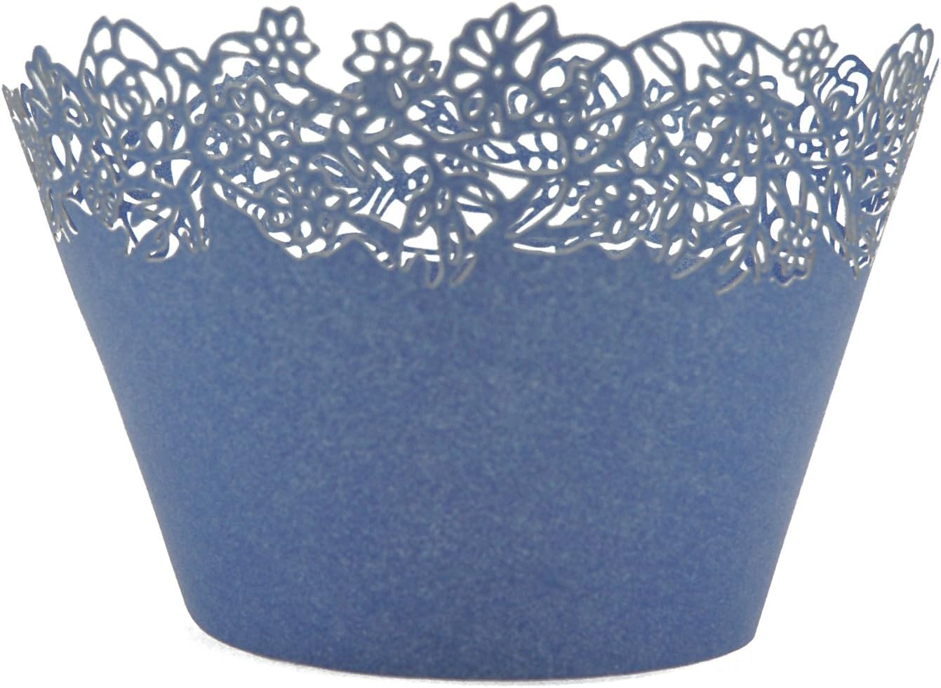 Cupcake Wrappers Pack of 50 Deep Blue Filigree Artistic Bake Cake Paper Cups Little Vine Lace Laser Cut Liner Baking Cup Muffin Case Trays for Wedding Party Birthday Decoration -By KEIVA (Deep Blue) image number 6