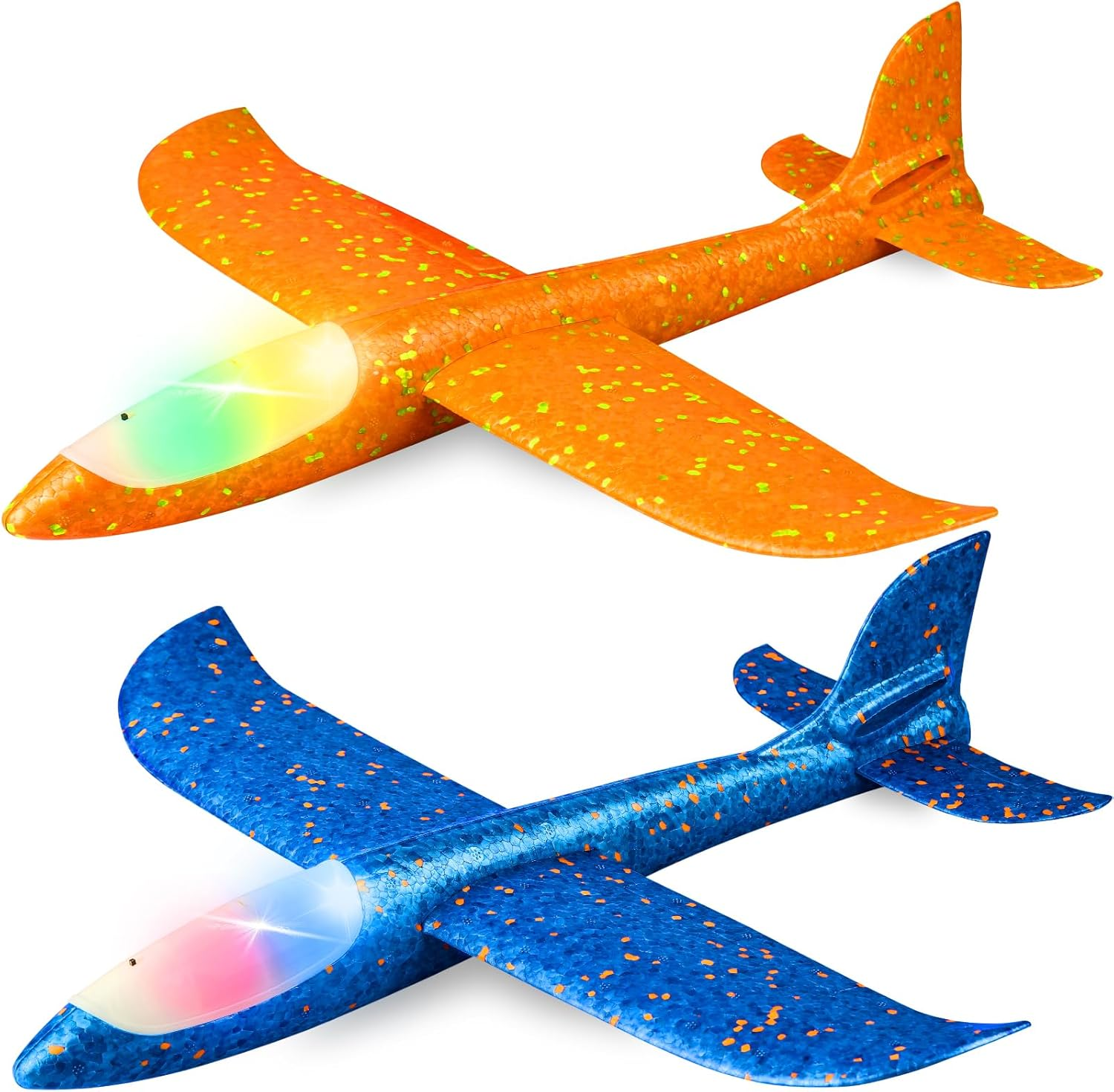 2 Pack LED Light Airplane, 17.5" Large Throwing Foam Plane, 2 Flight Mode Glider Plane, Flying Toy for Kids, Gifts for 3 4 5 6 7 Year Old Boy, Outdoor Sport Toys Birthday Party Favors Foam Airplane image number 3