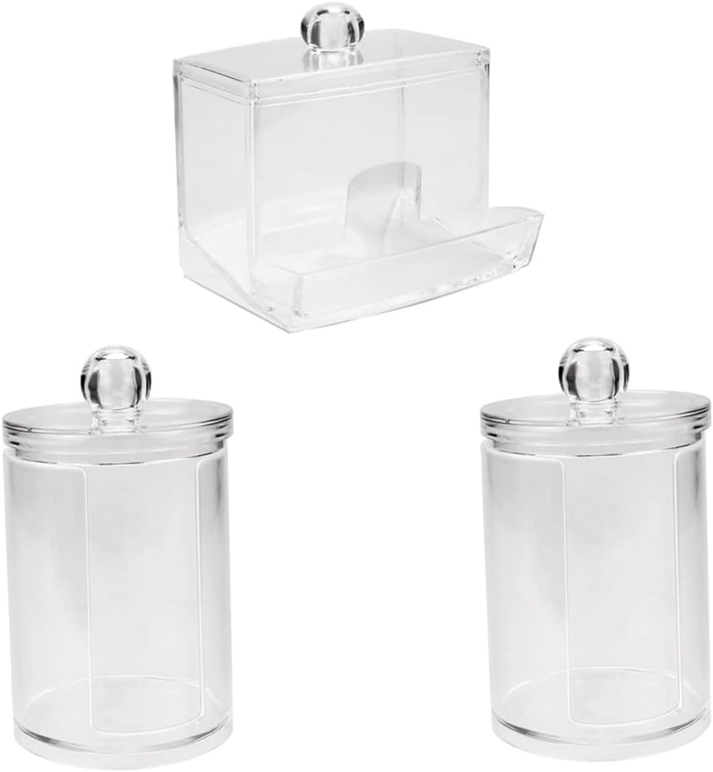 3Pcs Transparent round Cotton Swab Holder Storage Boxes for Bathroom Pads Organizer Container Dustproof Design image number 4