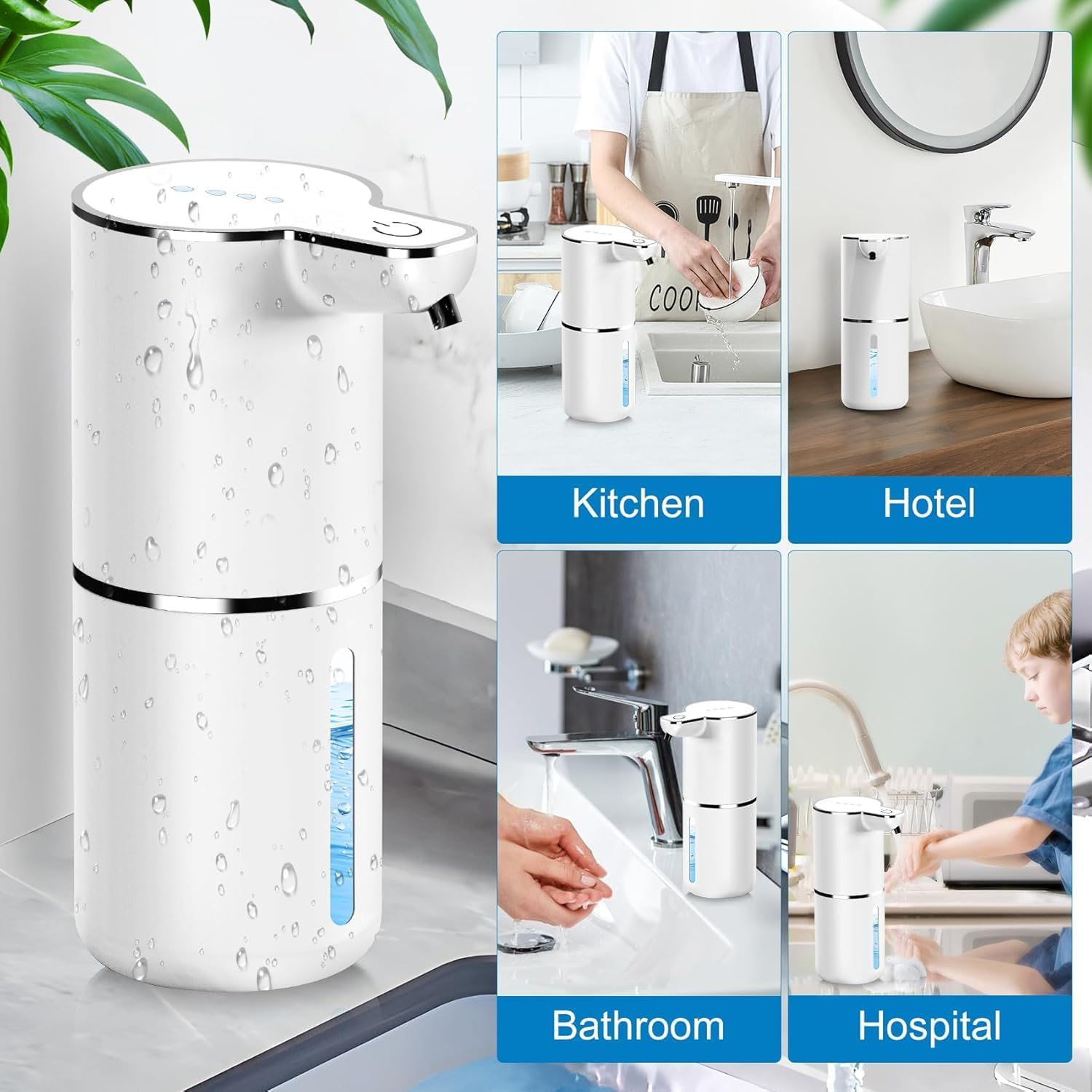 Automatic Soap Dispenser, Wall Mount Touchless 4 Gear Adjustable Electric Liquid Soap Dispenser, 380Ml Touchless Dish Soap Dispenser, USB Rechargeable (Foam-Black) image number 6