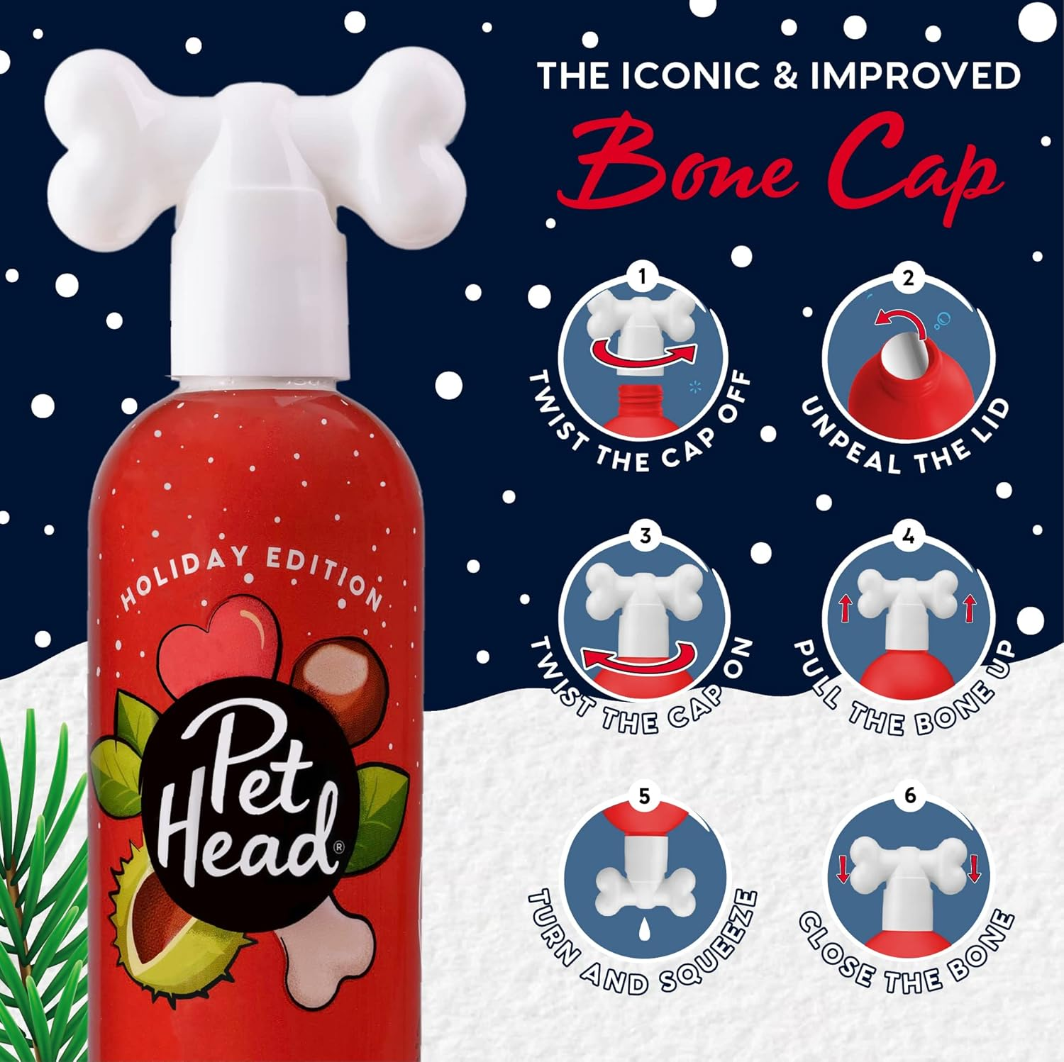 Pet Head Festive Dog Shampoo and Spray Set | Roasted Chestnut with Cinnamon Scent |Christmas Shampoo for Dogs with Sensitive Skin | Vegan | Gentle Formula for Puppies | 300Ml Each image number 3