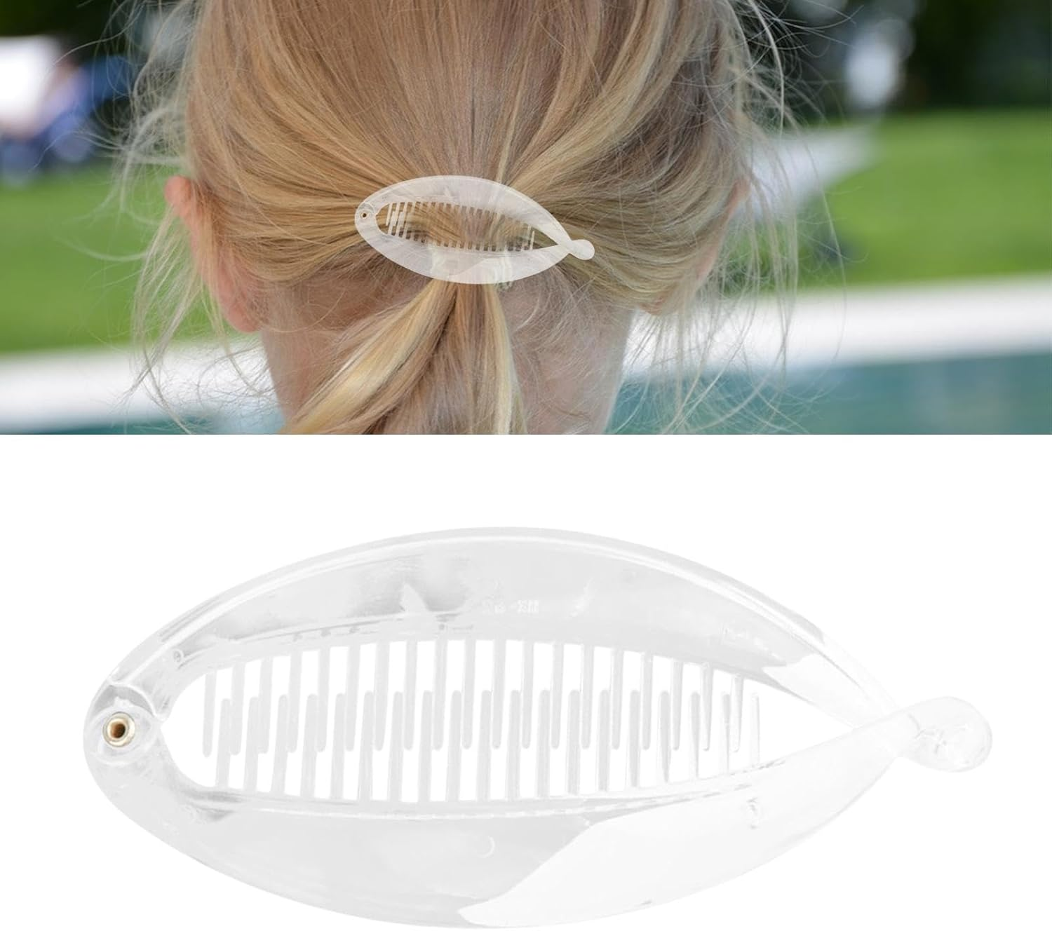 Frediuo Banana Hair Clip for Thin Hair,Classic Hair Barrette,Fashion DIY Hair Hair Accessories,Fishtail Banana Hair Clip,Hair Clamp, Clear image number 3