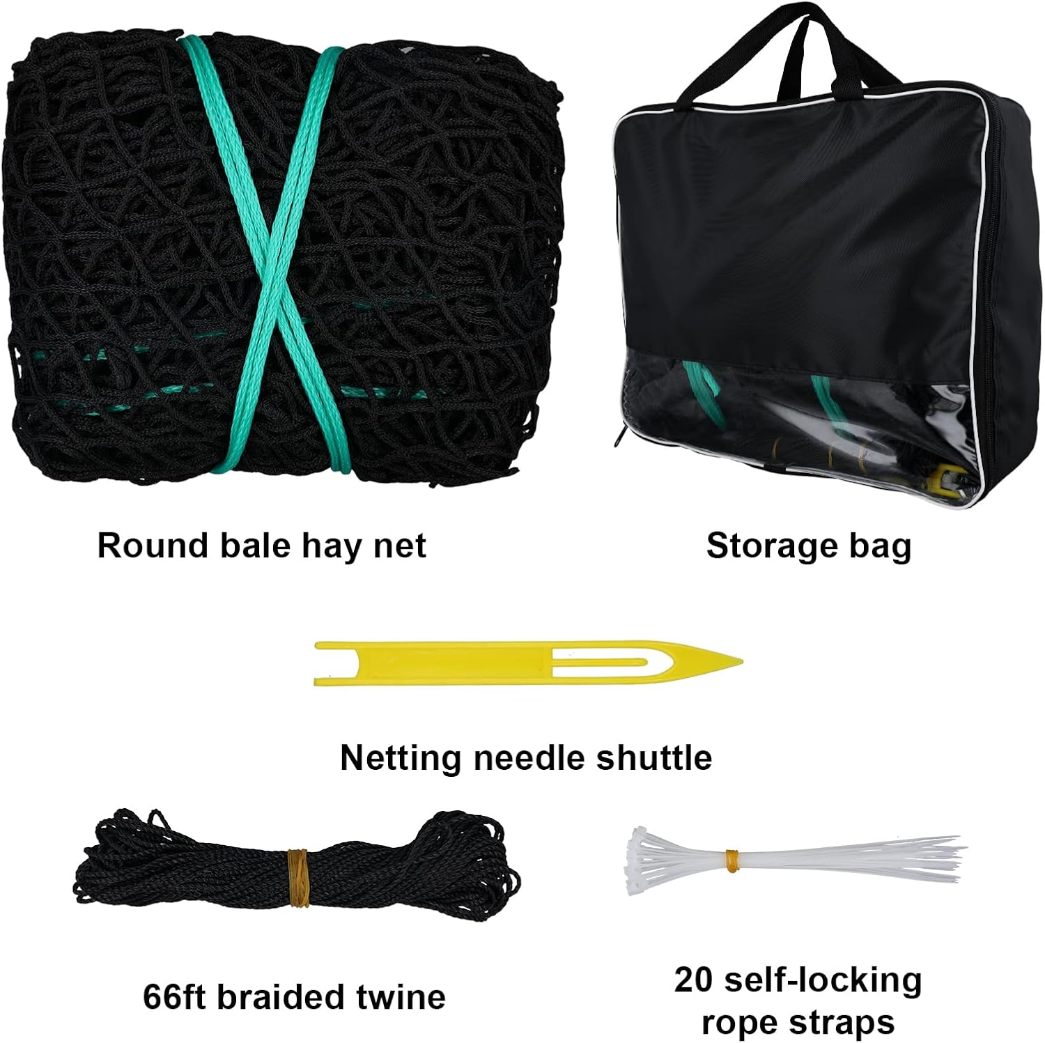 23Pcs Hay Bales for Horses, Large round Bale Hay Net Square Bale Slow Feed Hay Net Fit for 5X5X5 Feet round Hay Bales and 3X4X8 Feet Square Hay Bales for Farm Countryside image number 5