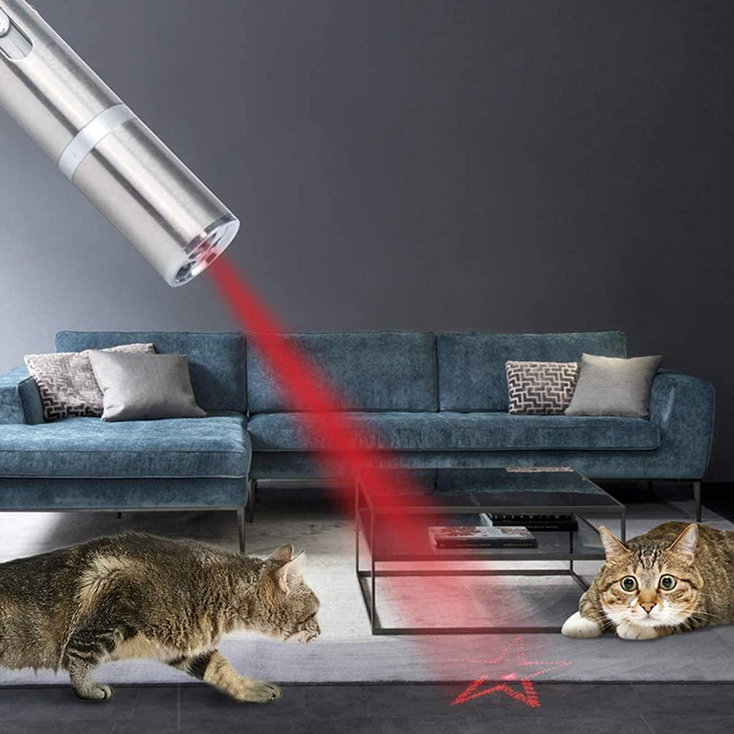 Cat Toys for Indoor Pets,Laser Pointer for Cats Dogs,Interactive Pet Toy, Rechargeable,Make Your Pet Play with You (2 PCS) image number 2