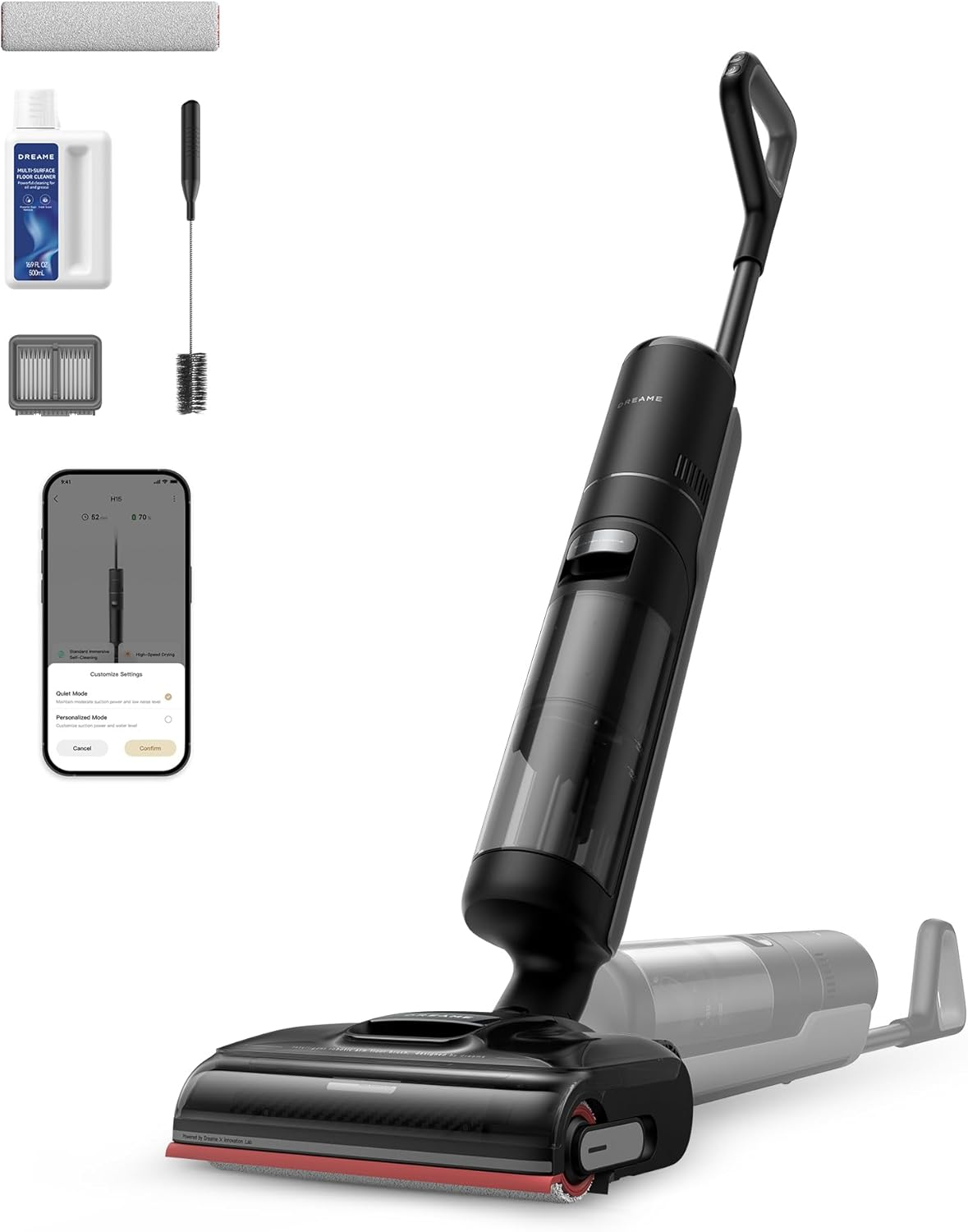 Dreame H15 Cordless Wet Dry Vacuum Cleaner 21,000 Pa Suction, AI Descendreach Robotic Arm, Triple Edge,Tangle Cut Hair 180&deg; Lie-Flat Reach, 100℃ Self-Cleanning,90℃ Quiet Drying 5Min,Extended Runtime image number 2