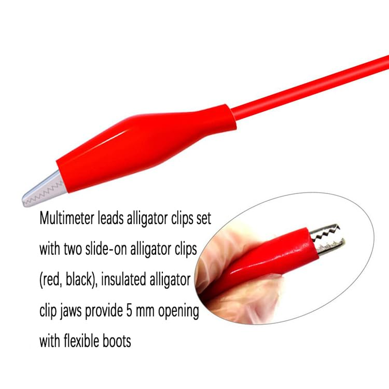 Multimeter Test Leads Set 3-Pair - Alligator Clips to Stackable Banana Plugs & Mini Hooks, for Electronics Testing, Lab & DIY Projects image number 4