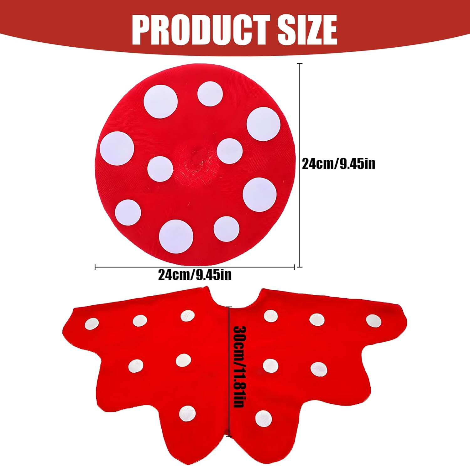 2Pcs Mushroom Hats Set, Spotted Toadstool Beret with Felt Cape, Soft Plush Costume Headwear for Boys Girls Adults for Birthday Parties Stage Shows & Fun Photo Shoots
