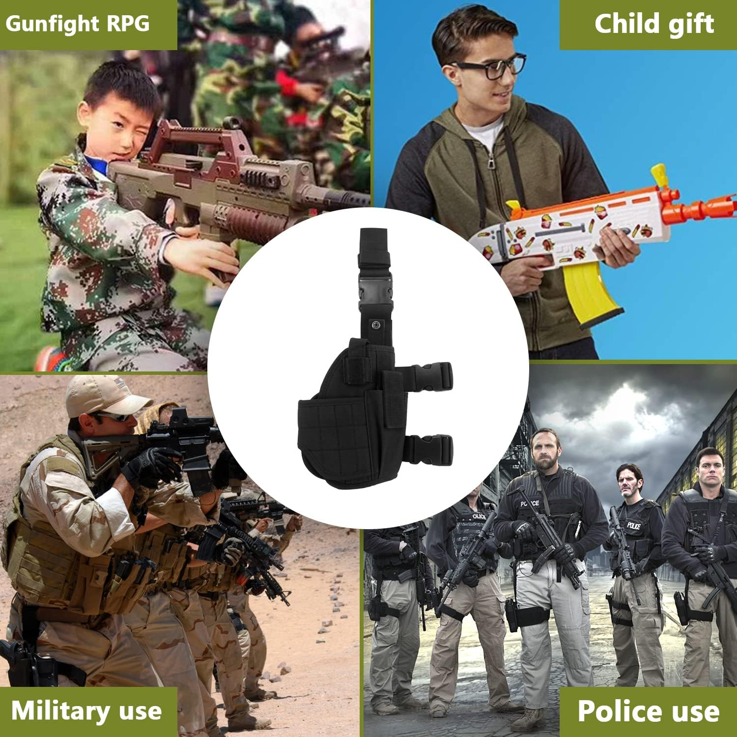 BOROLA Adjustable Tactical Leg Holster Compatible for Nerf Elite Series Blaster(Black) image number 4