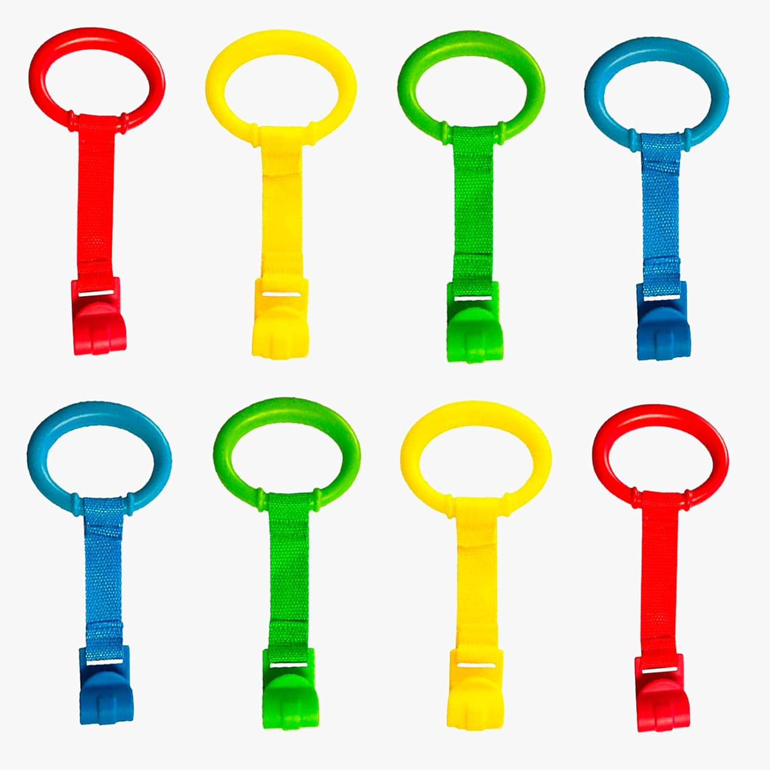 Pandaear 8 PCS Baby Pull up Rings, Toddler Walking Exercise Stand up for Playpen & Crib, Infant Cot Hanging Rings for Kids image number 2